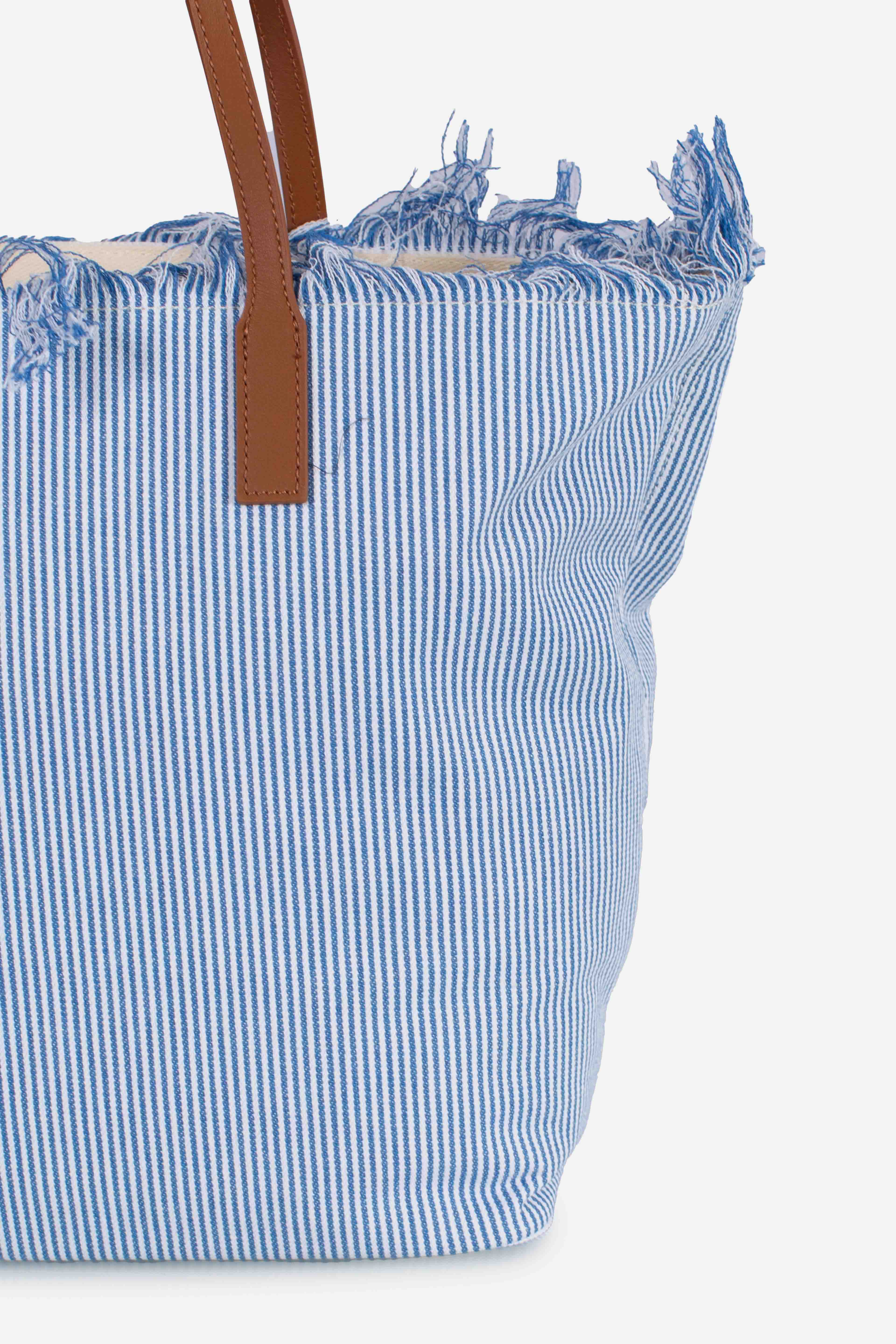 City bag fringe micro stripes white royal