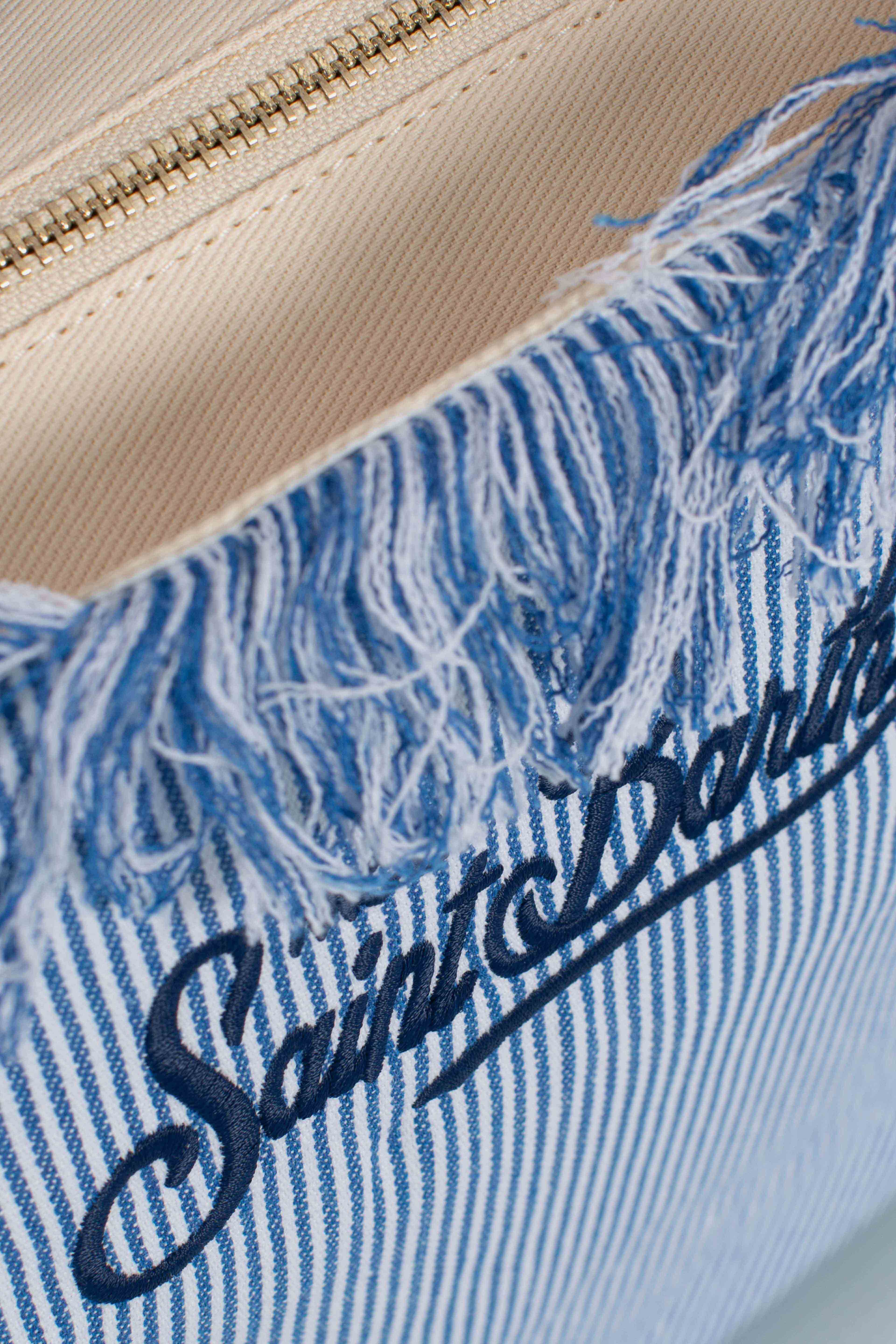 City bag fringe micro stripes white royal
