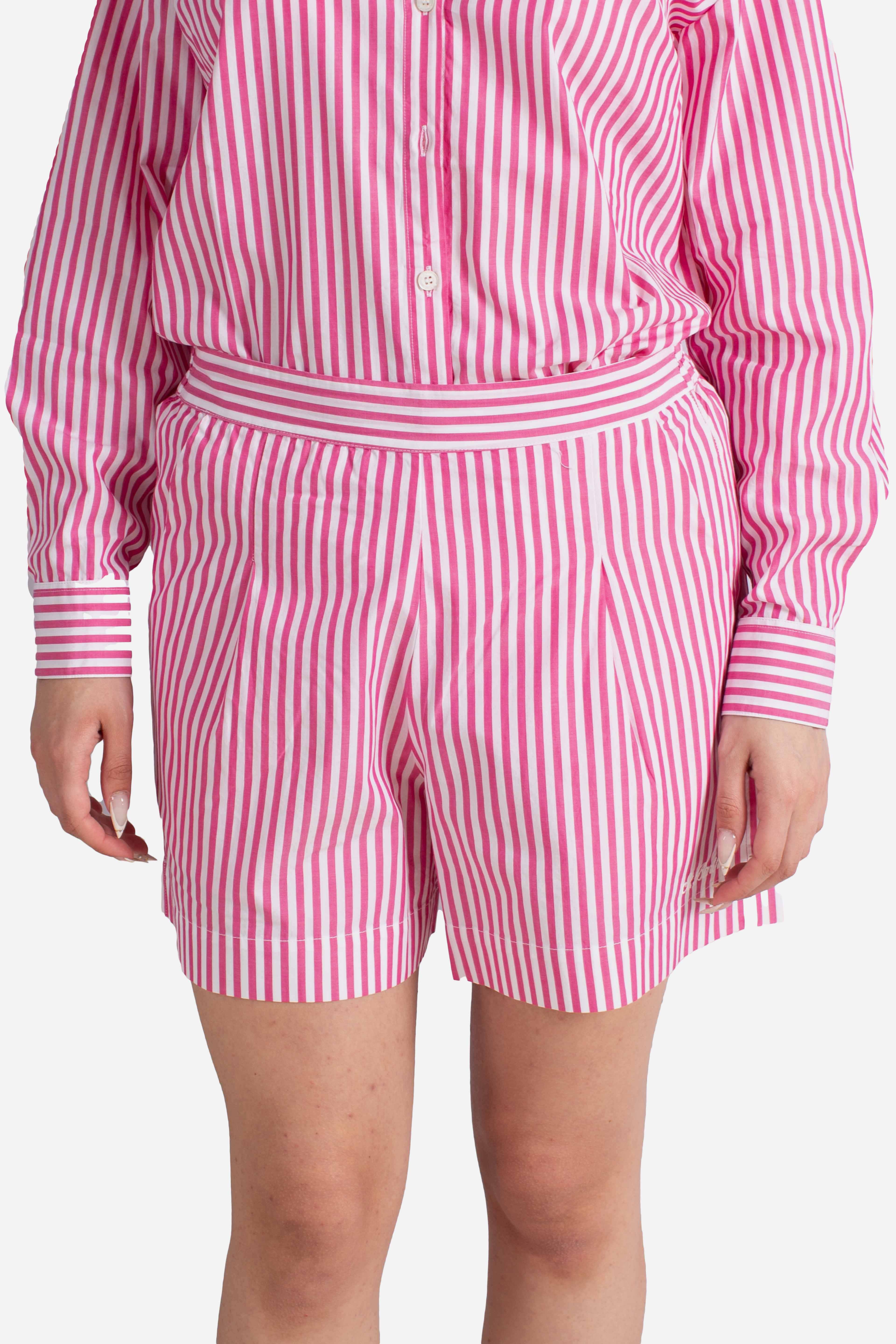 Short Amani a righe bianco e fucsia