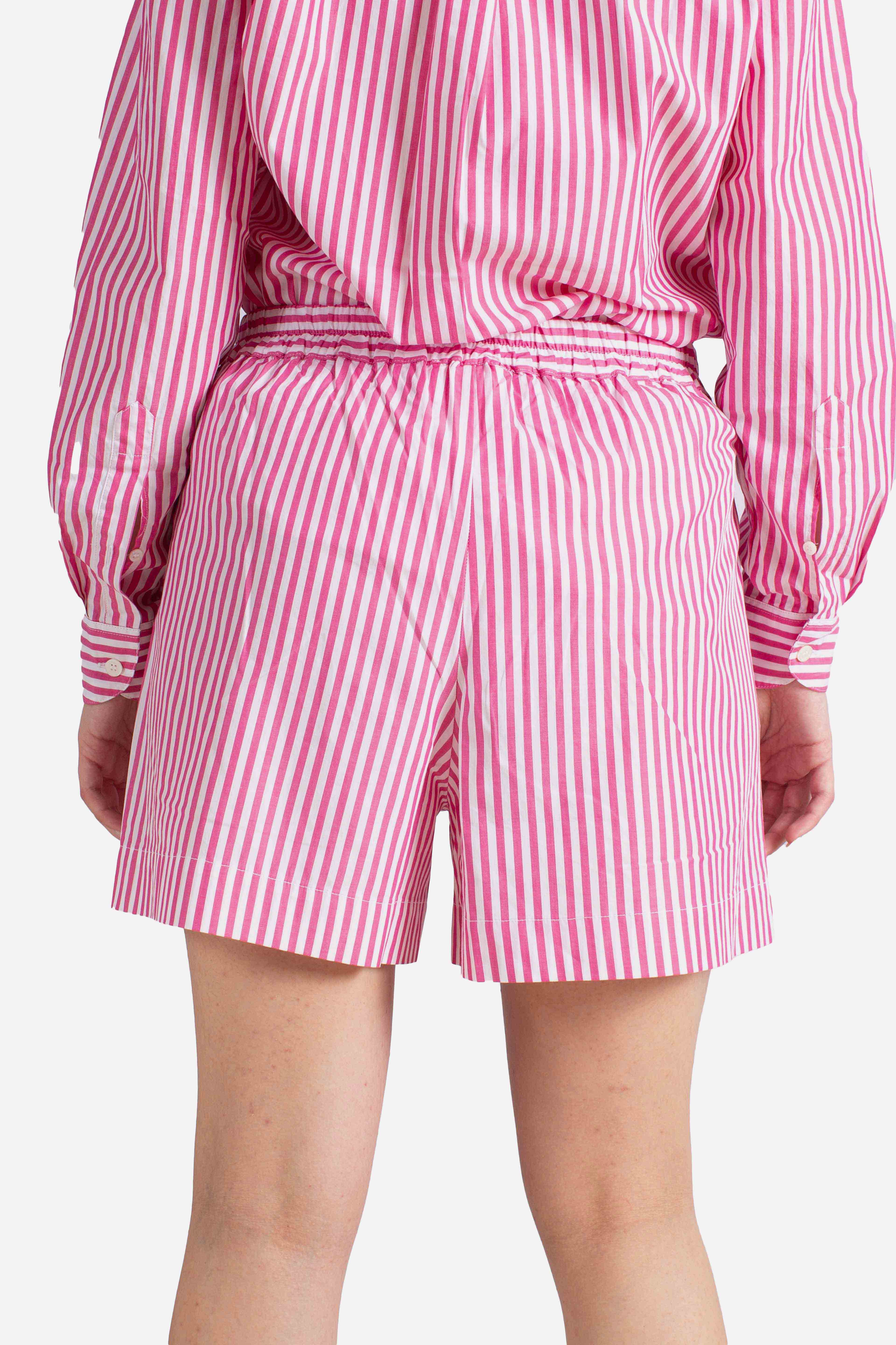 Short Amani a righe bianco e fucsia
