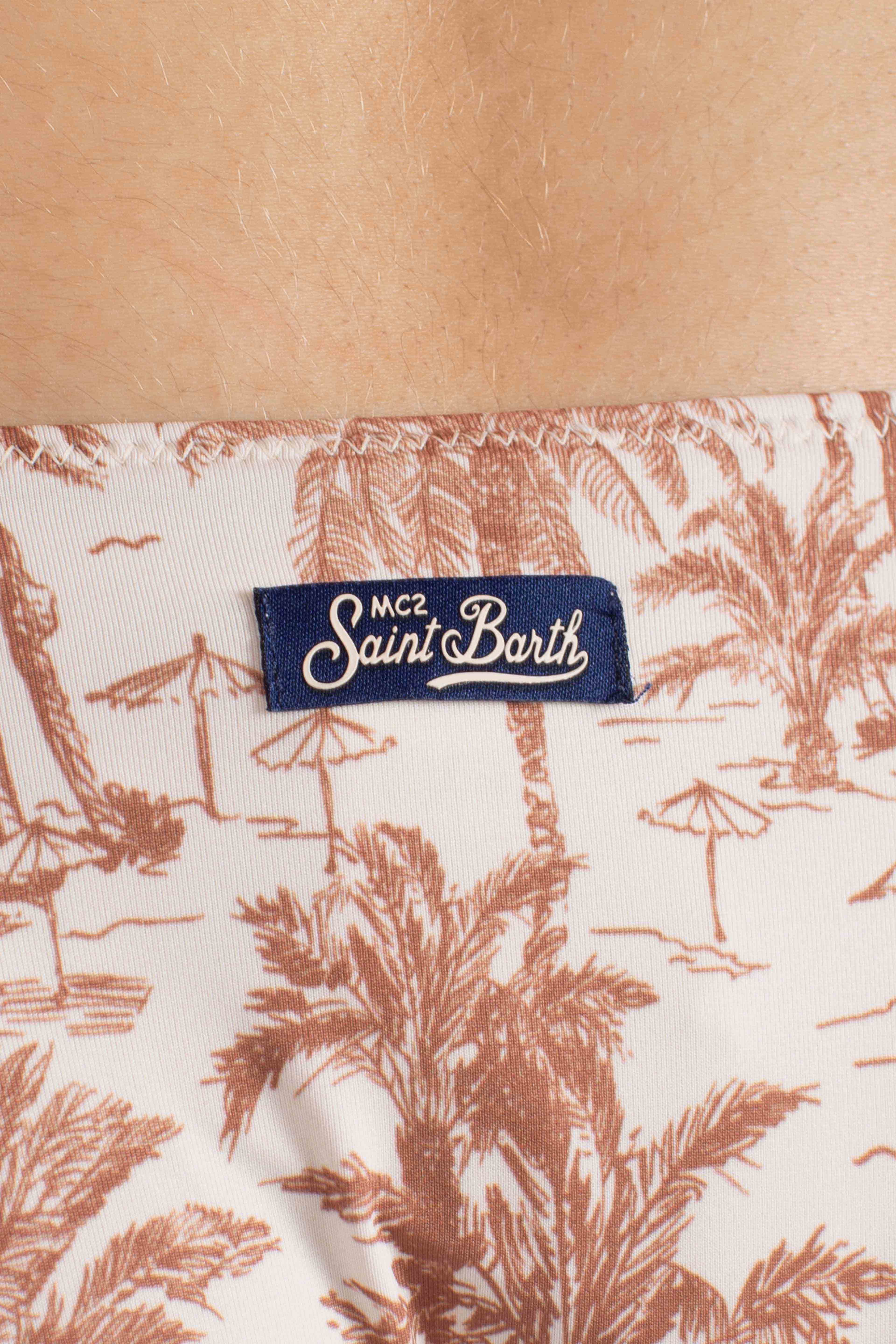 Slip bikini Marielle a vita media con stampa saint beach