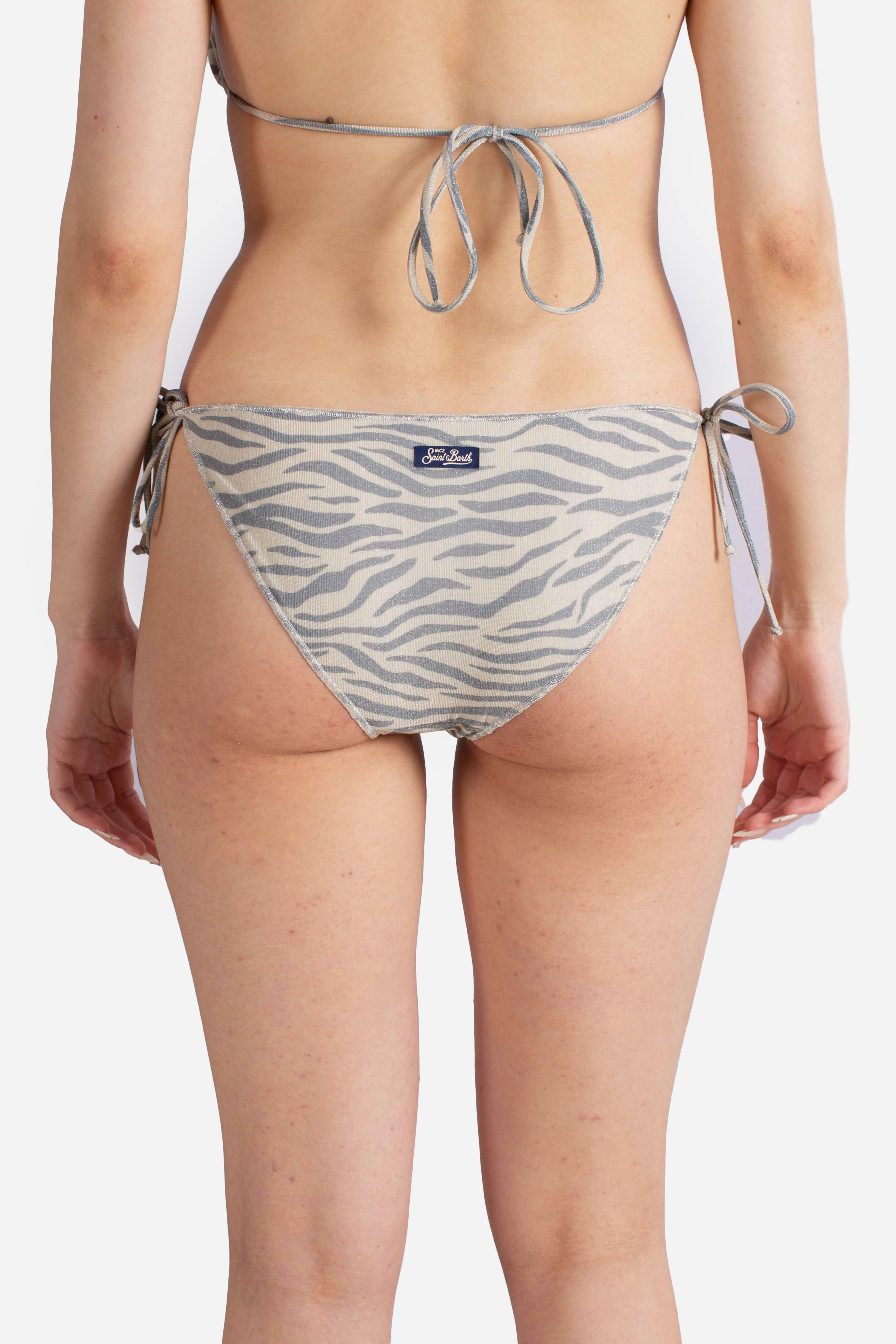 Virgo slip mare classico Overlock triangolo in lurex con stampa zebra color