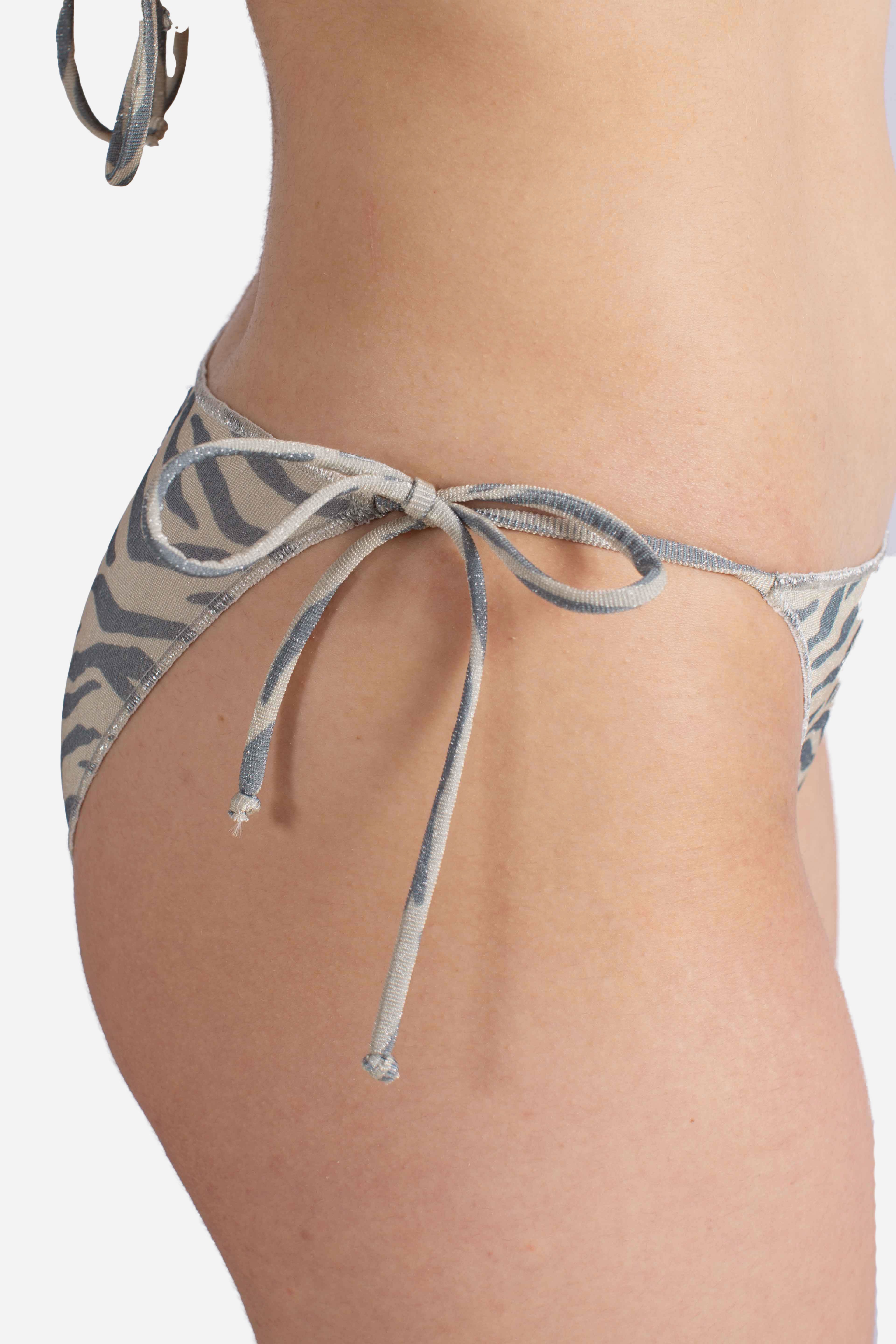 Virgo slip mare classico Overlock triangolo in lurex con stampa zebra color