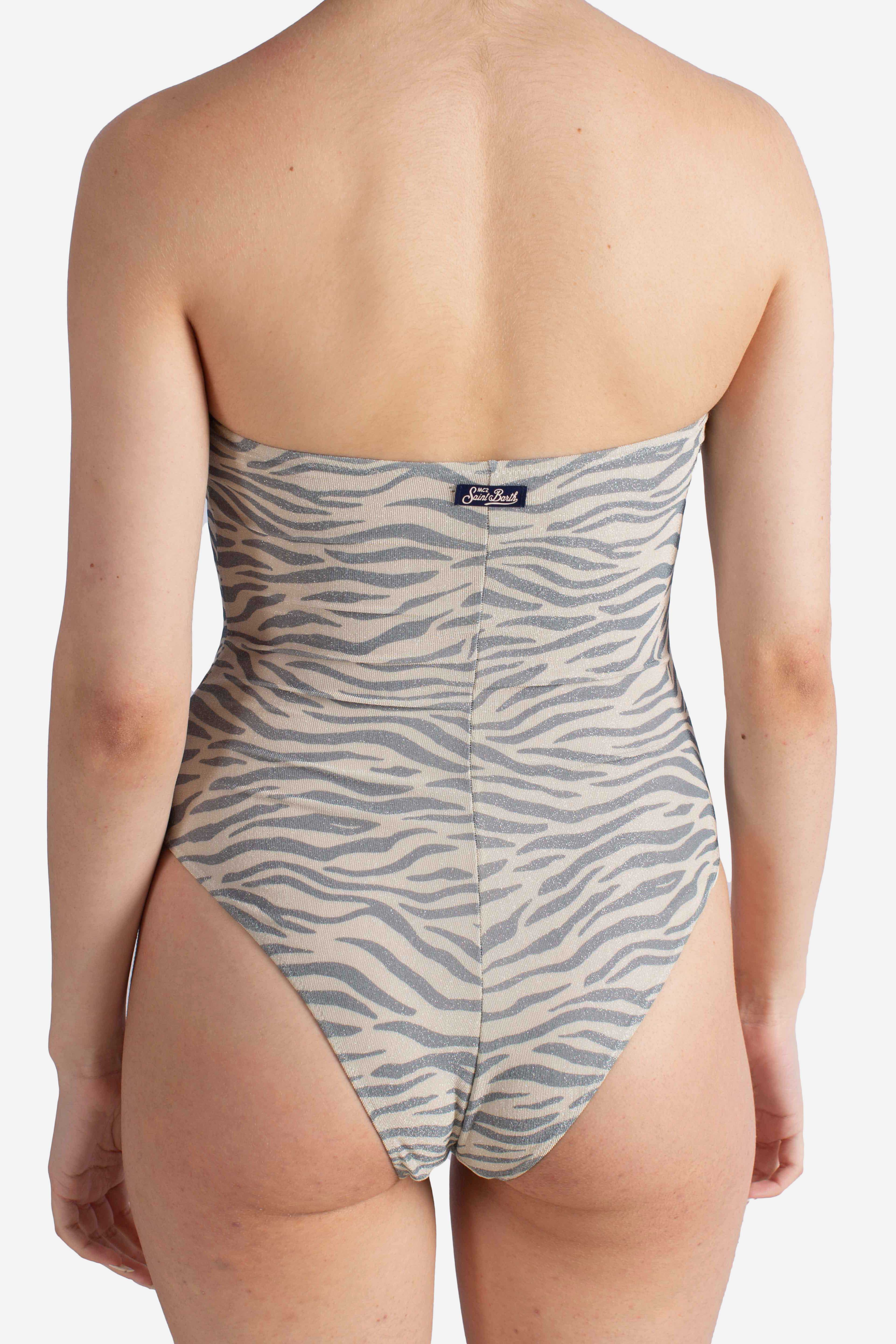 Soleil costume intero senza spalline lurex zebra color