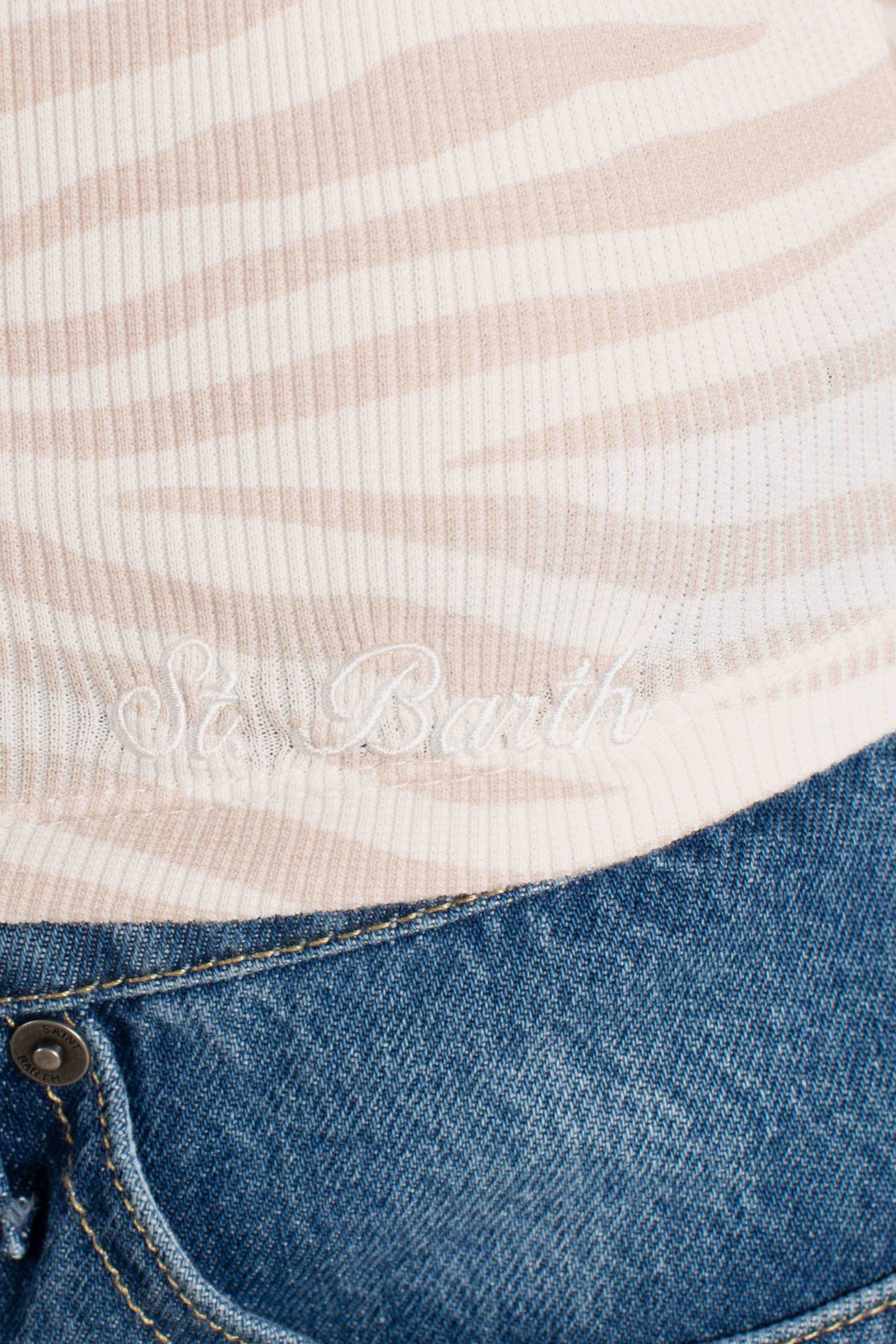 Ada canotta in cotone a coste zebra color