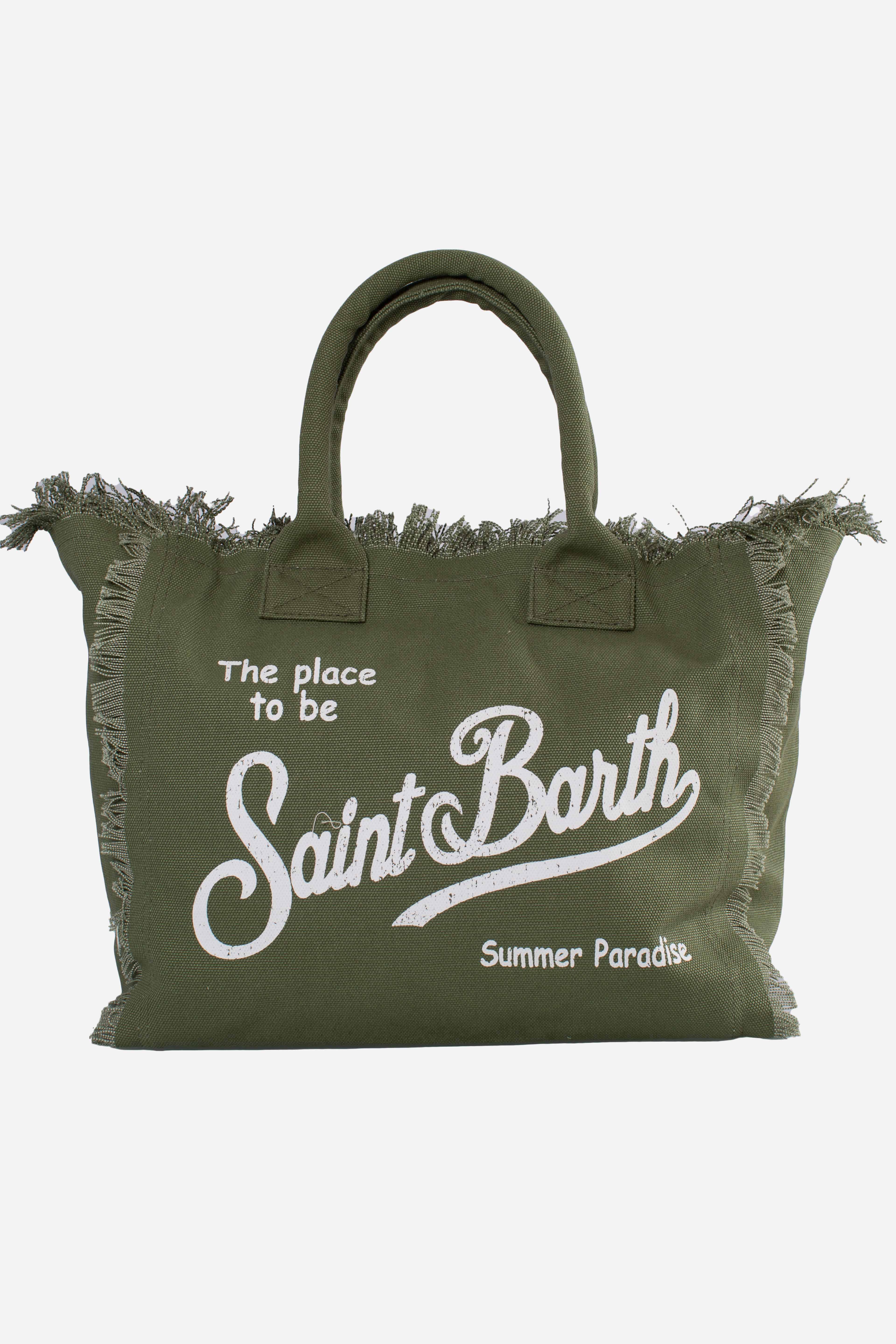 Borsa a spalla Vanity in canvas di cotone verde militare