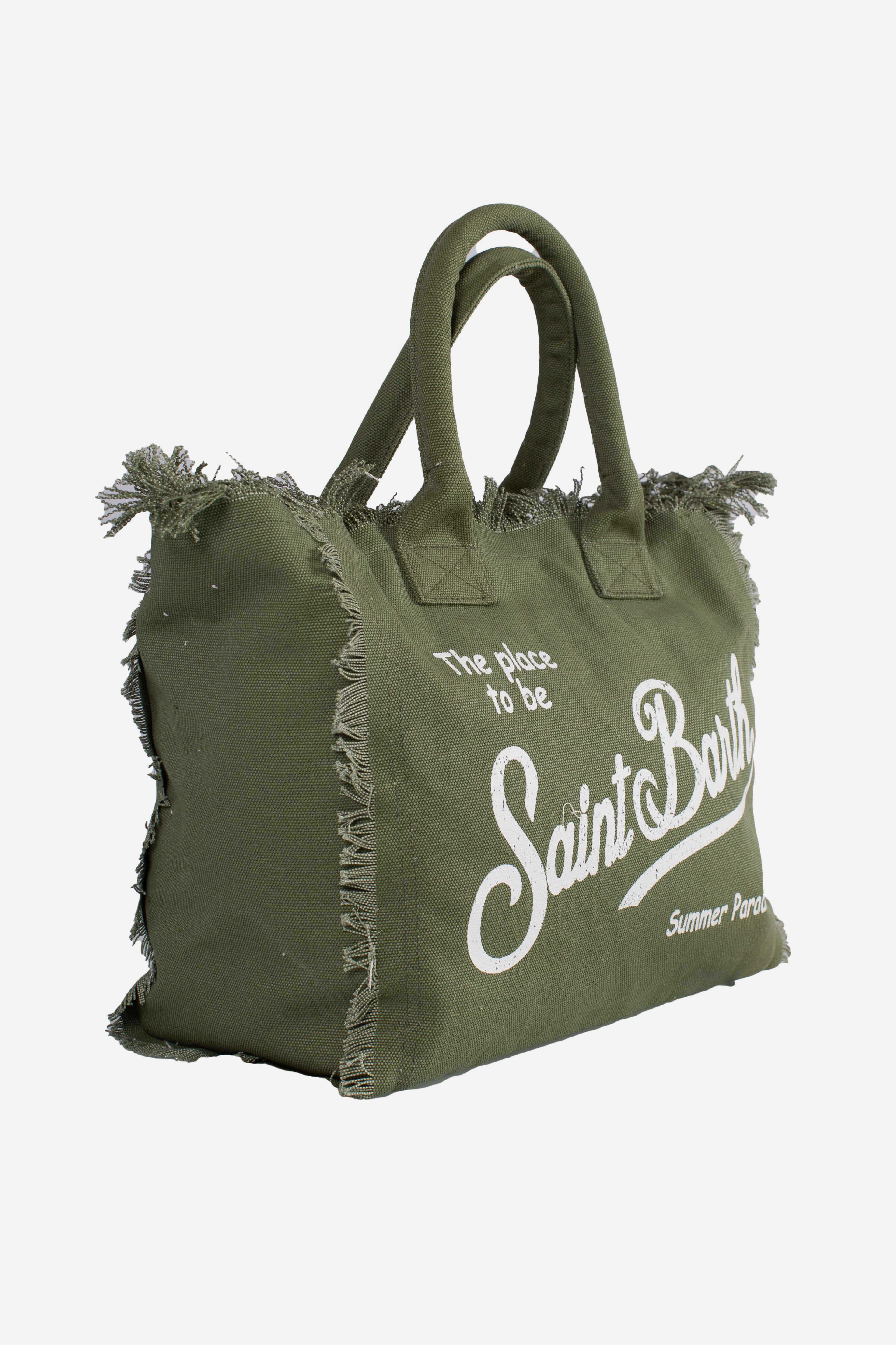Borsa a spalla Vanity in canvas di cotone verde militare