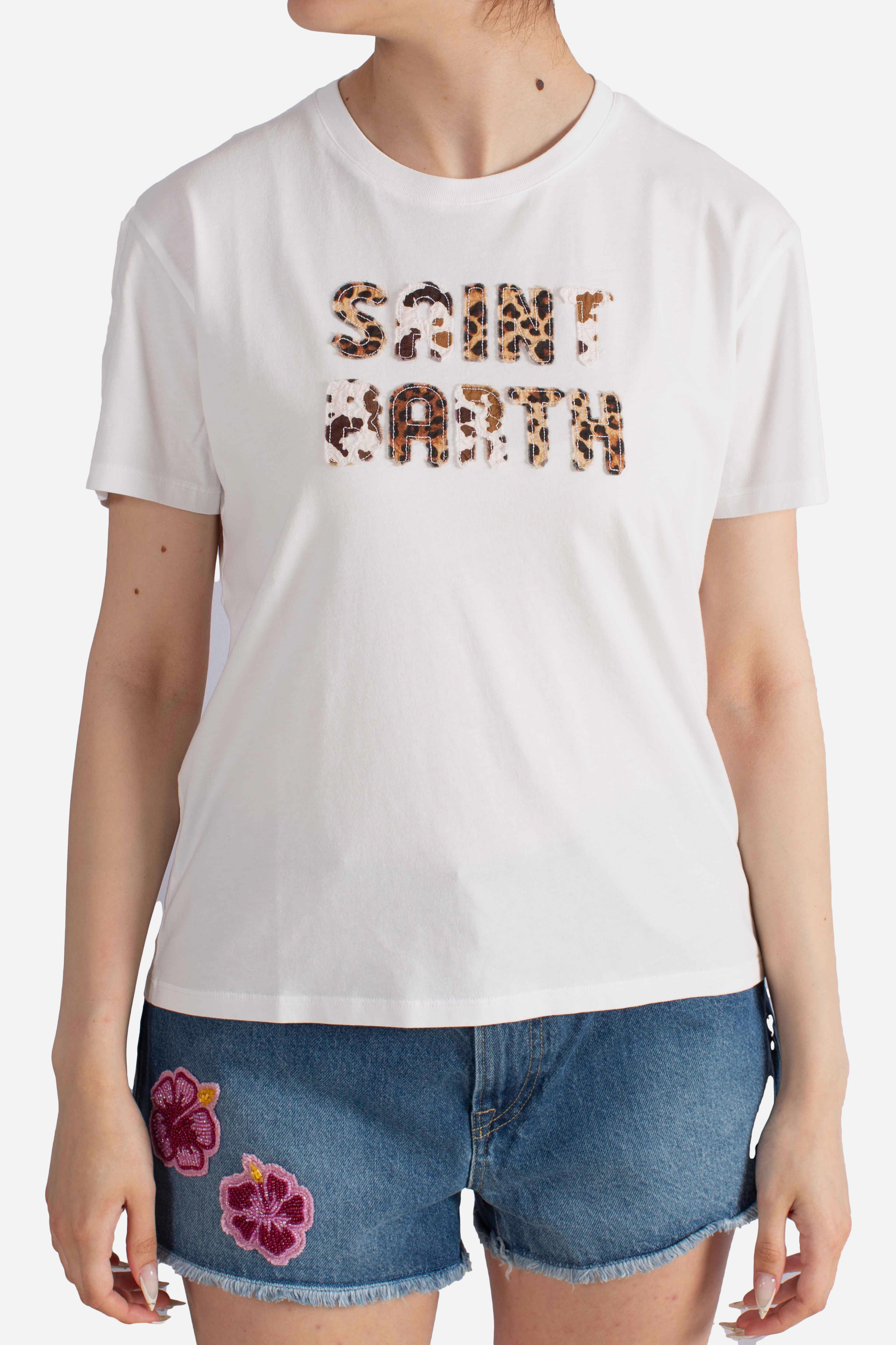 T-shirt Emilie in cotone con applicazione St.Barth animalier patch