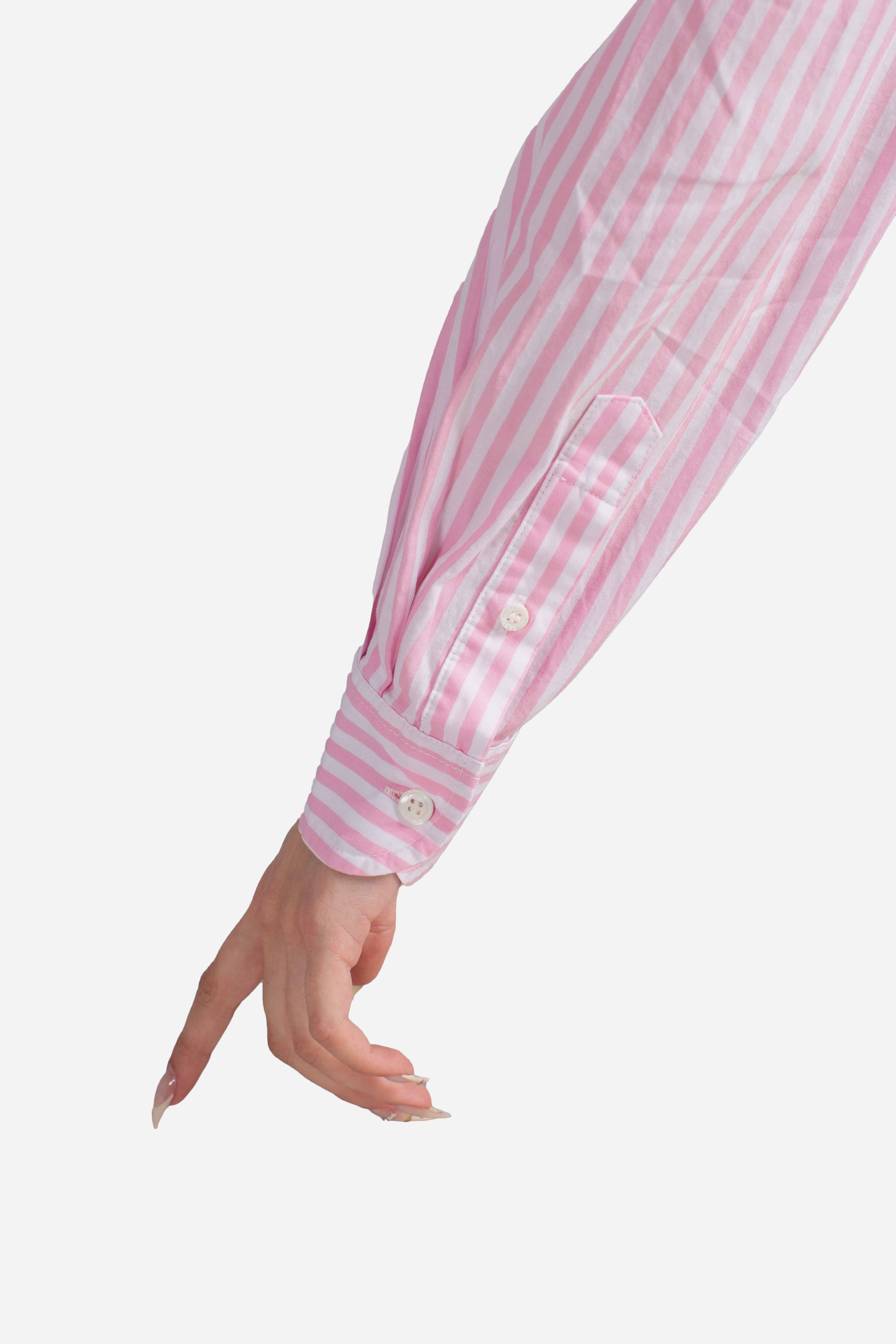 Camicia Meredith in cotone a righe rosa con ricamo Saint Barth