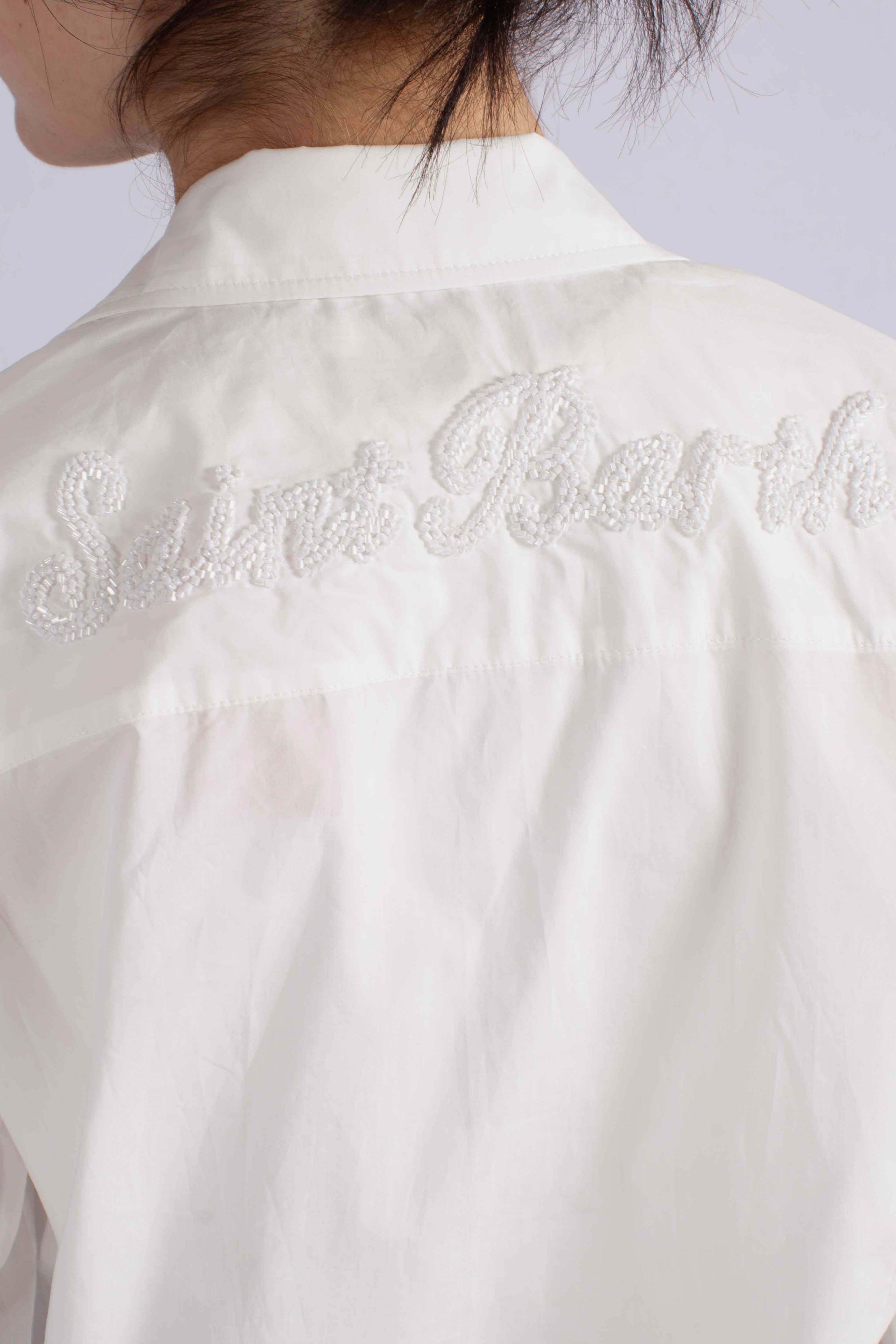 Camicia Meredith in cotone bianco con ricamo Saint Barth applicato