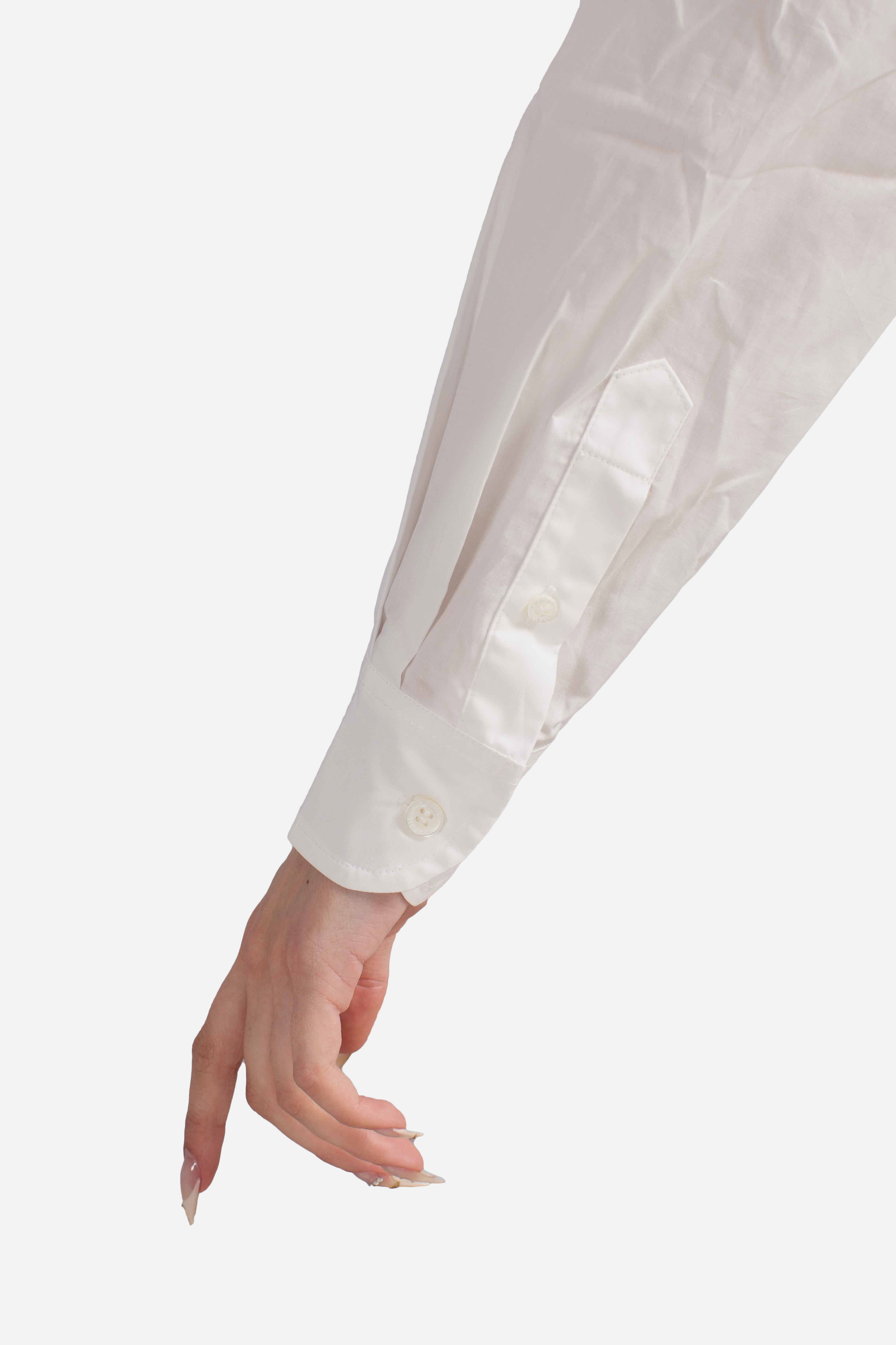 Camicia Meredith in cotone bianco con ricamo Saint Barth applicato