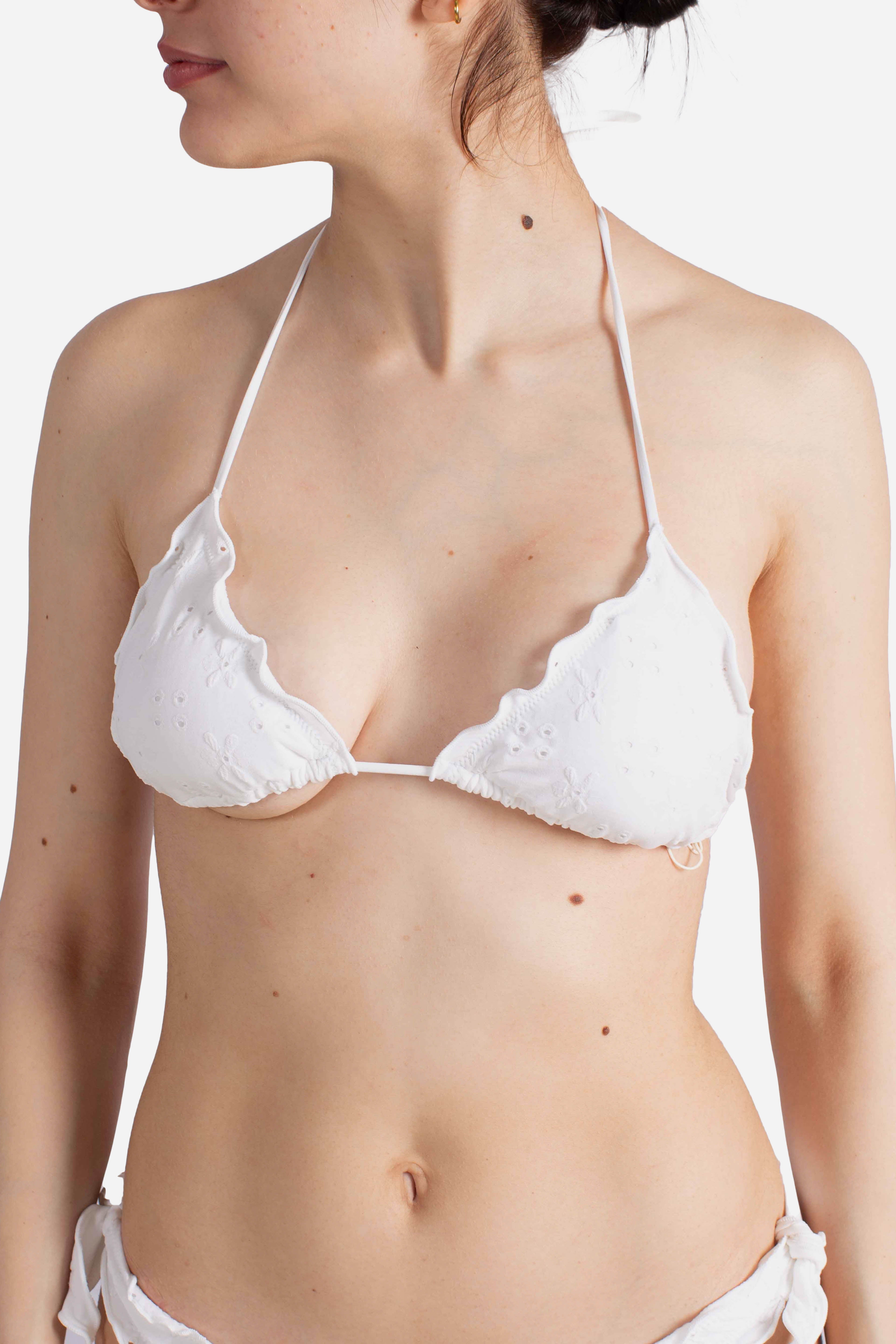 Top bikini Sagittarius triangolo in sangallo white