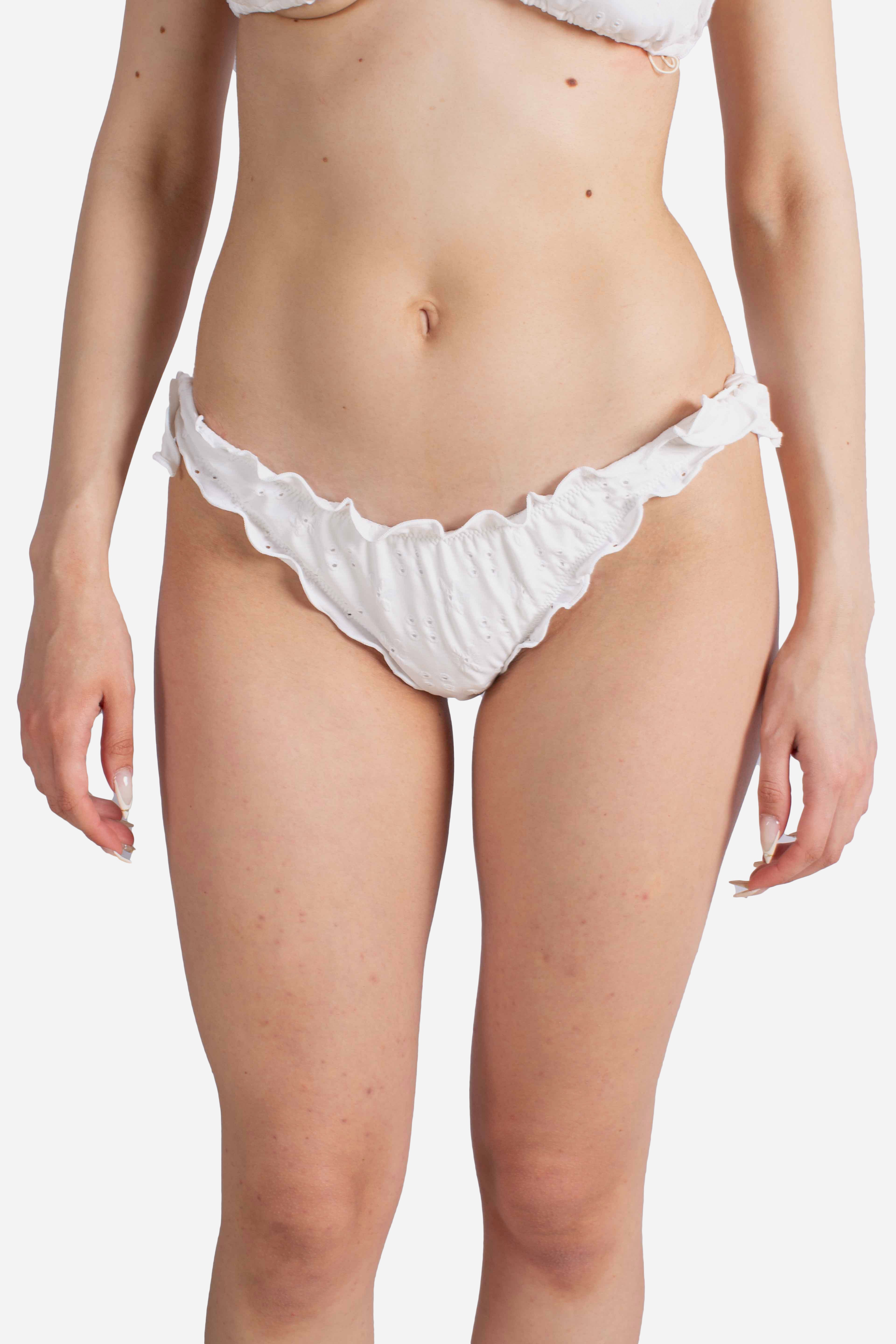 Moon slip mare classico in pizzo Sangallo color bianco