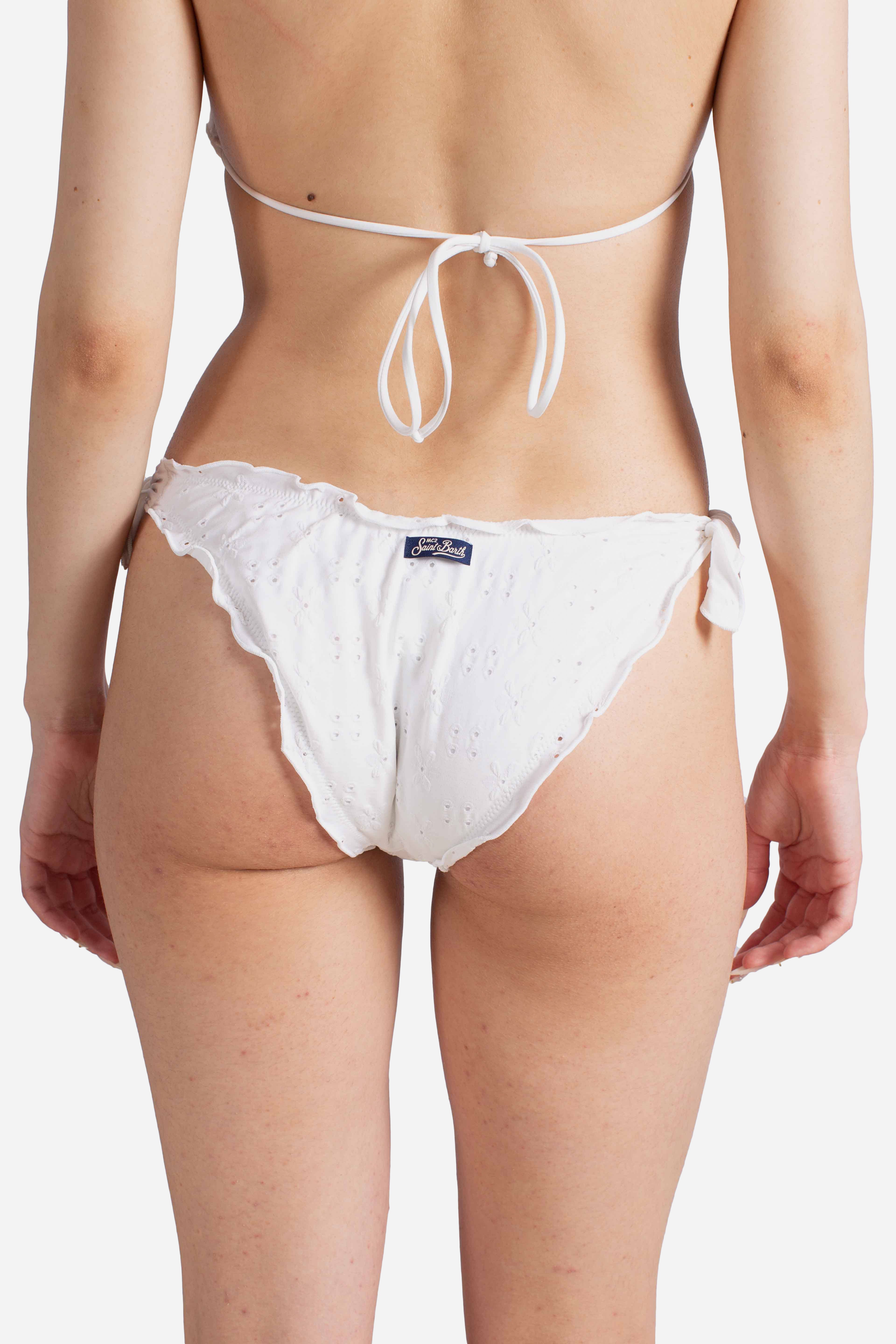 Moon slip mare classico in pizzo Sangallo color bianco