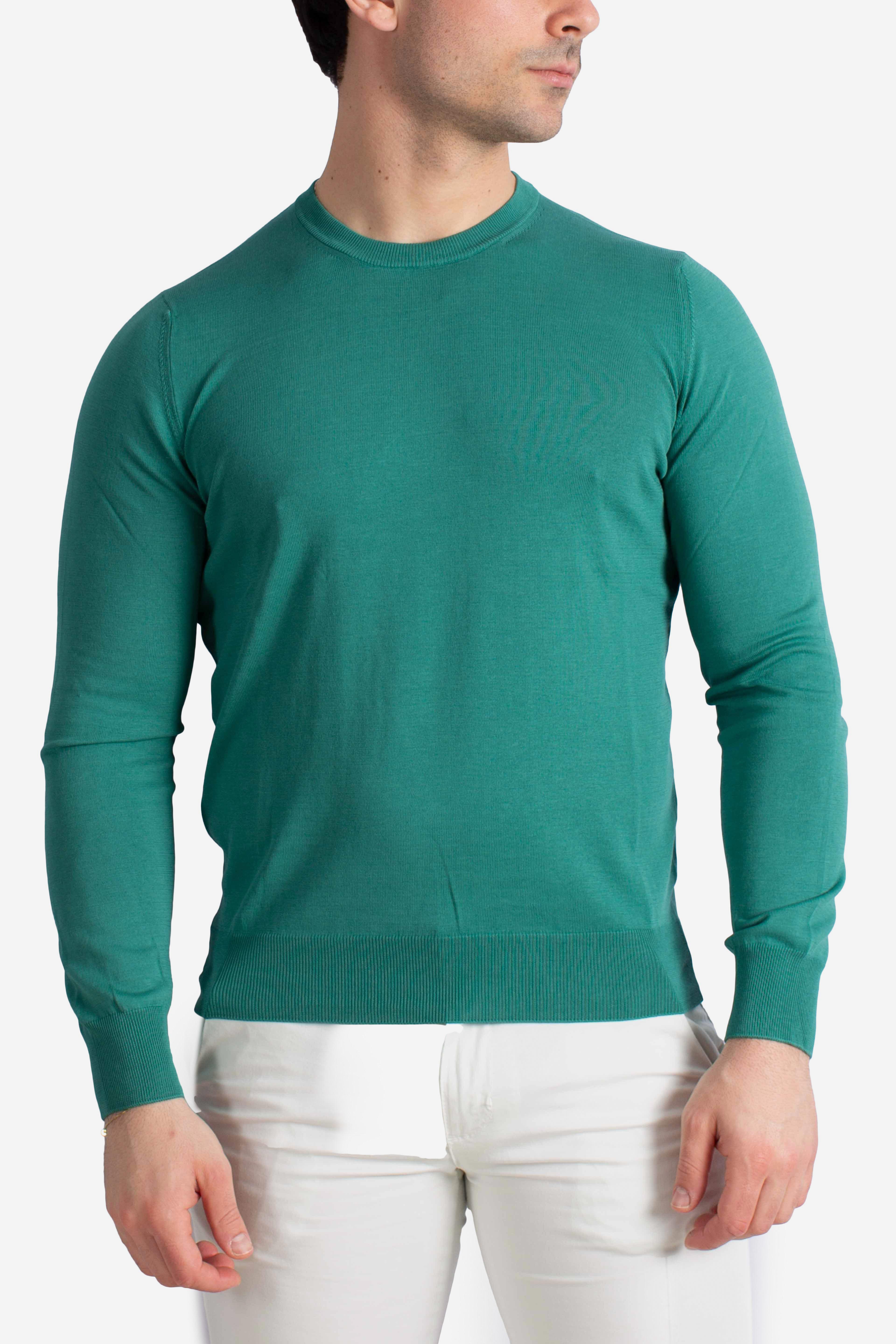 Maglia girocollo in cotone extrafine verde