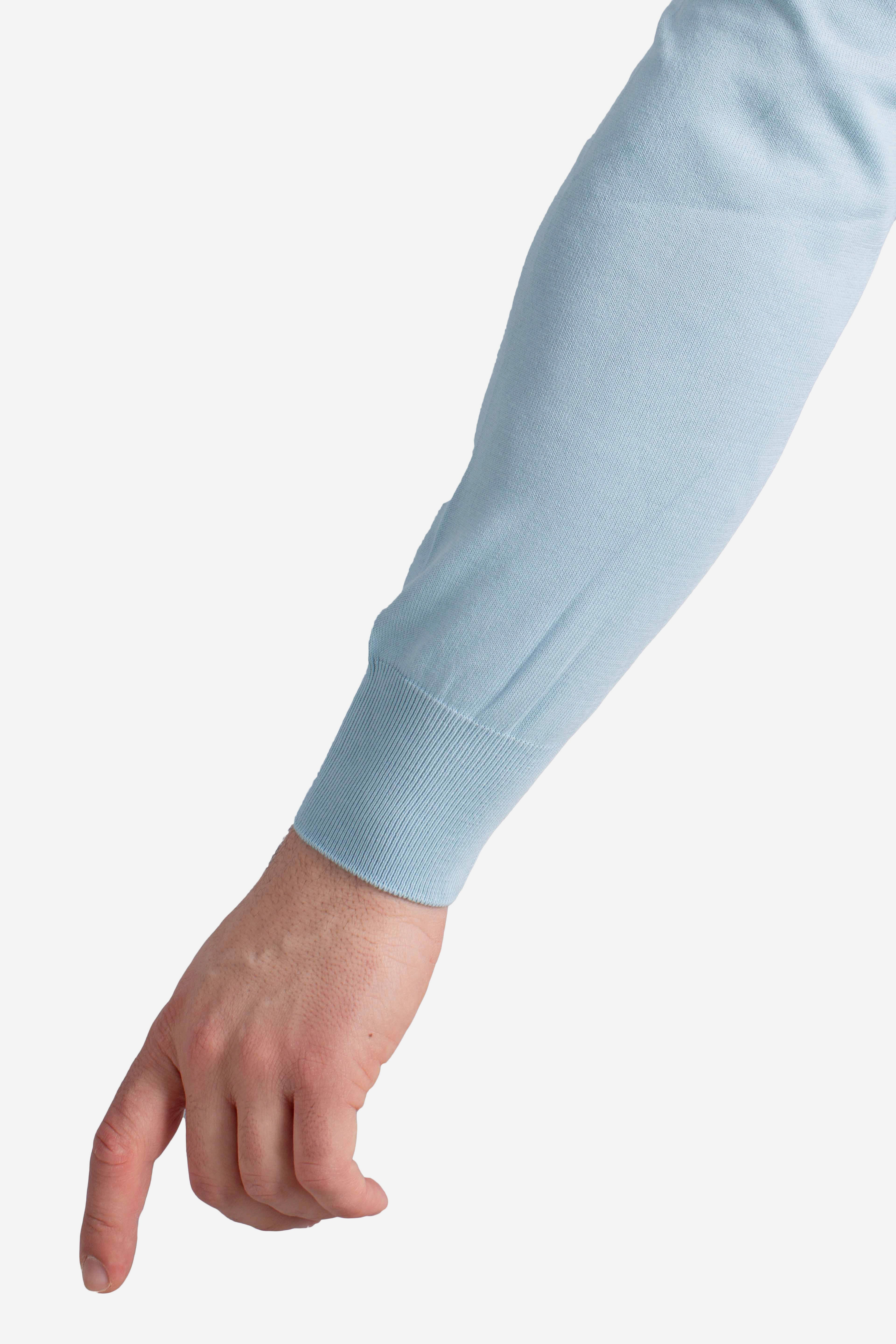 Maglia girocollo in cotone extrafine celeste