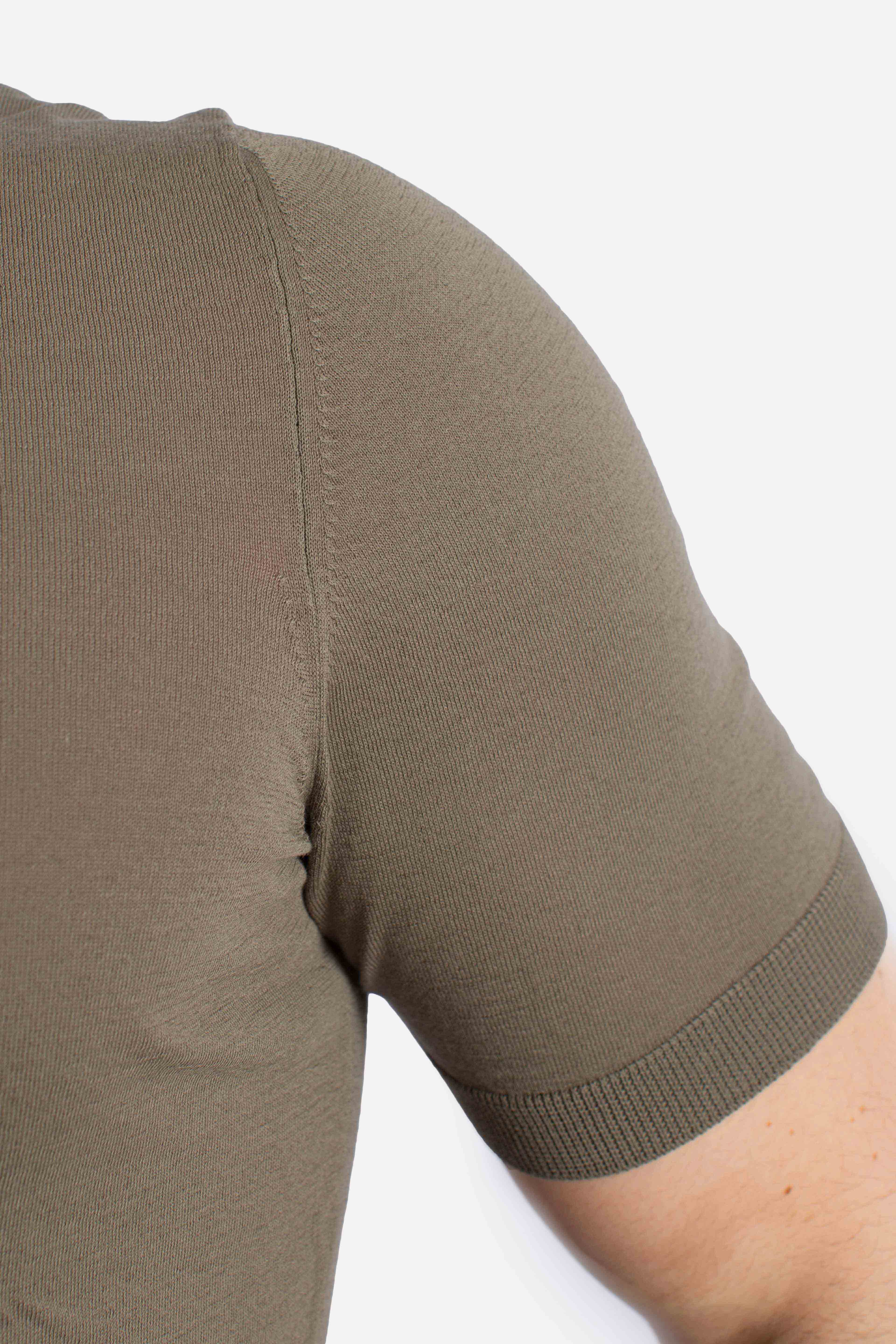 Maglia girocollo in cotone extra-fine verde militare