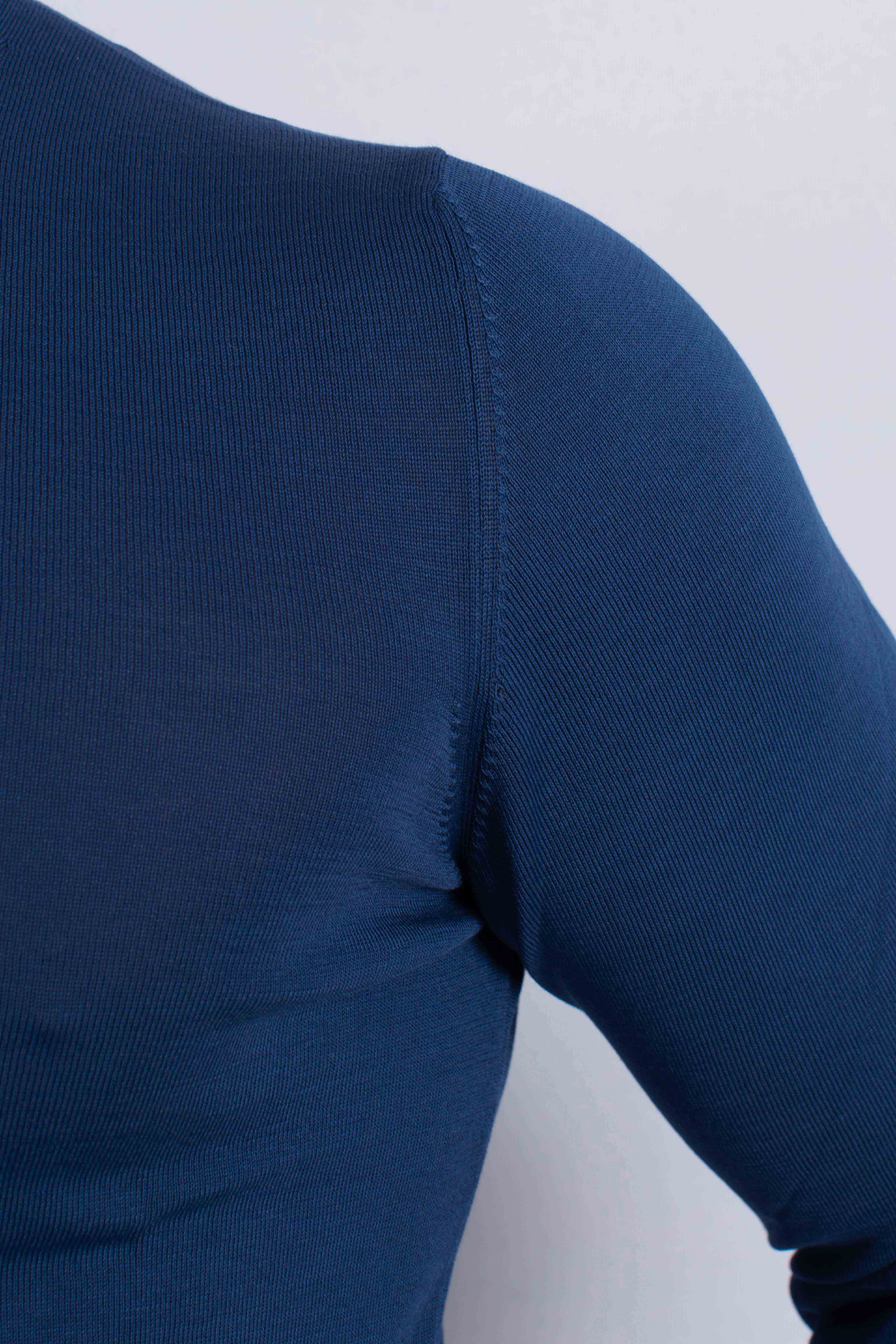 Maglia girocollo in cotone extrafine blu navy