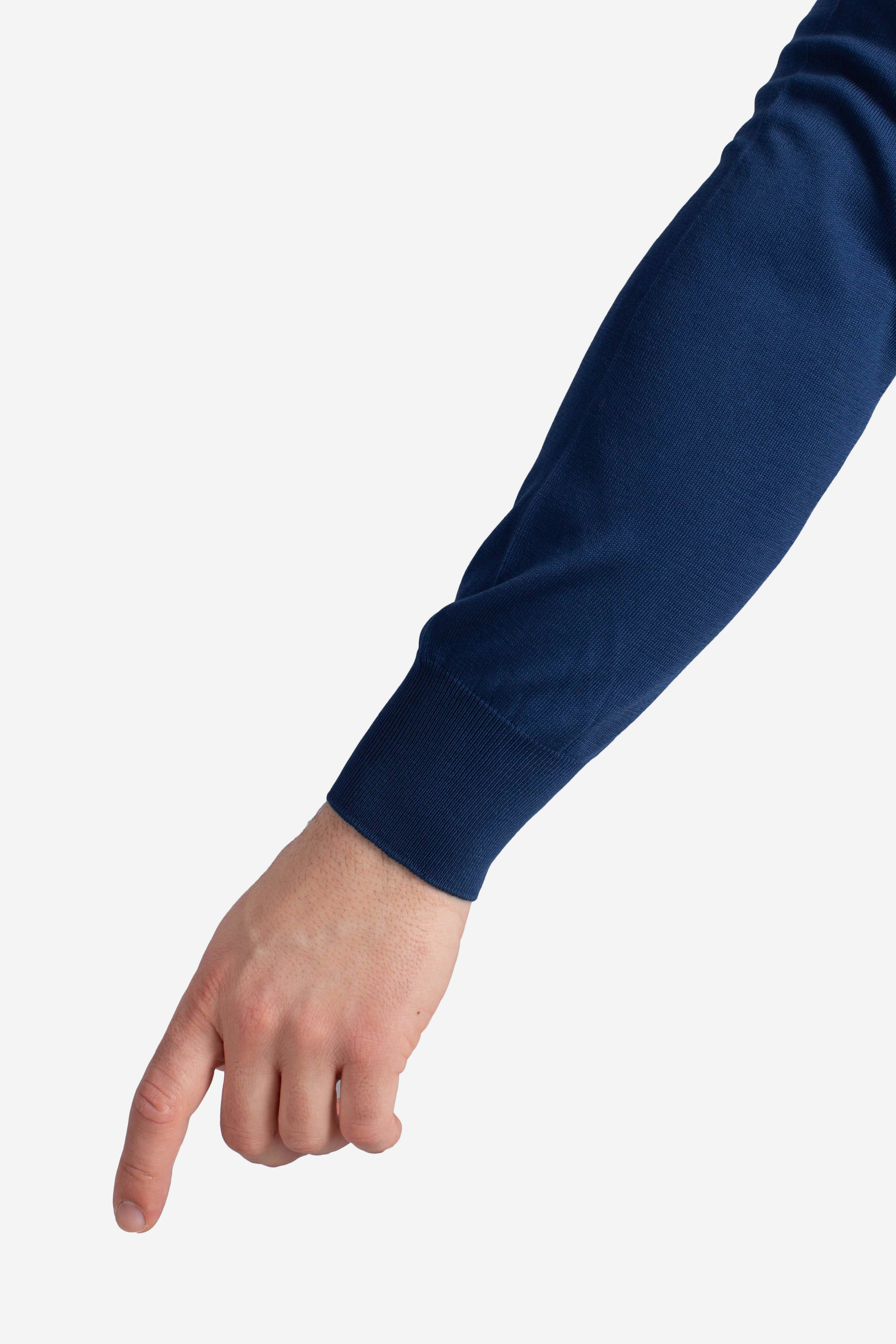 Maglia girocollo in cotone extrafine blu navy
