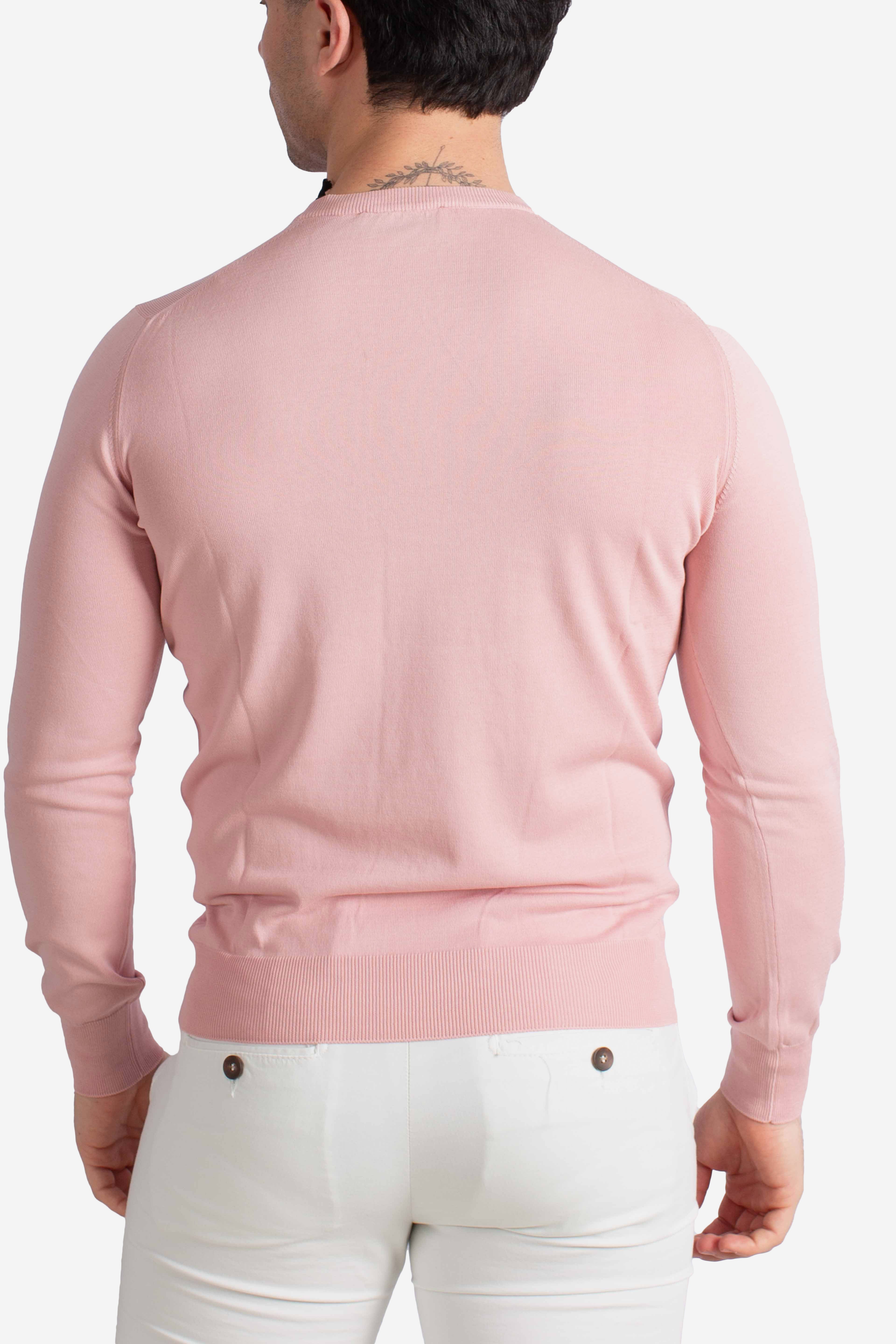 Maglia girocollo in cotone extrafine rosa