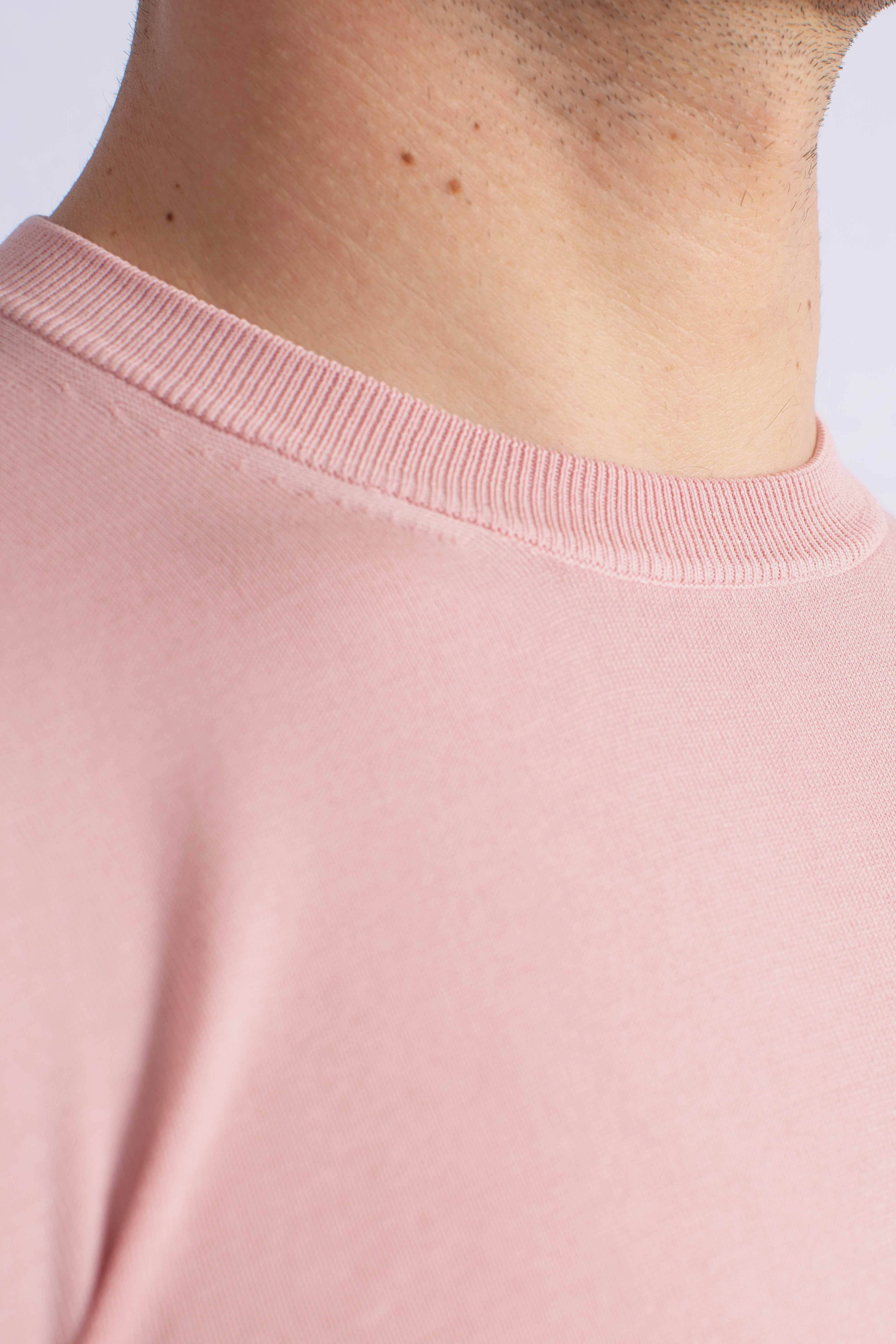 Maglia girocollo in cotone extrafine rosa