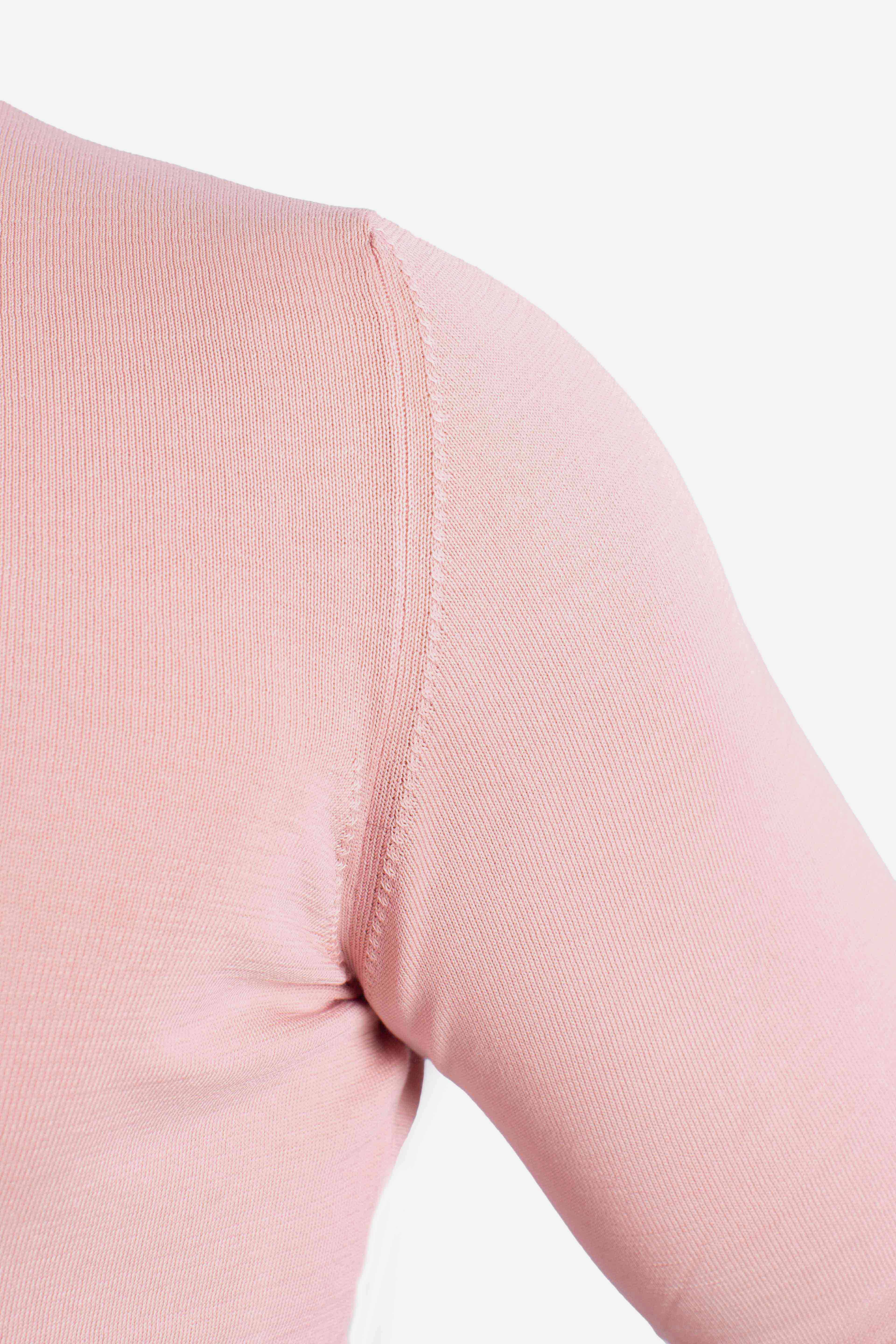 Maglia girocollo in cotone extrafine rosa