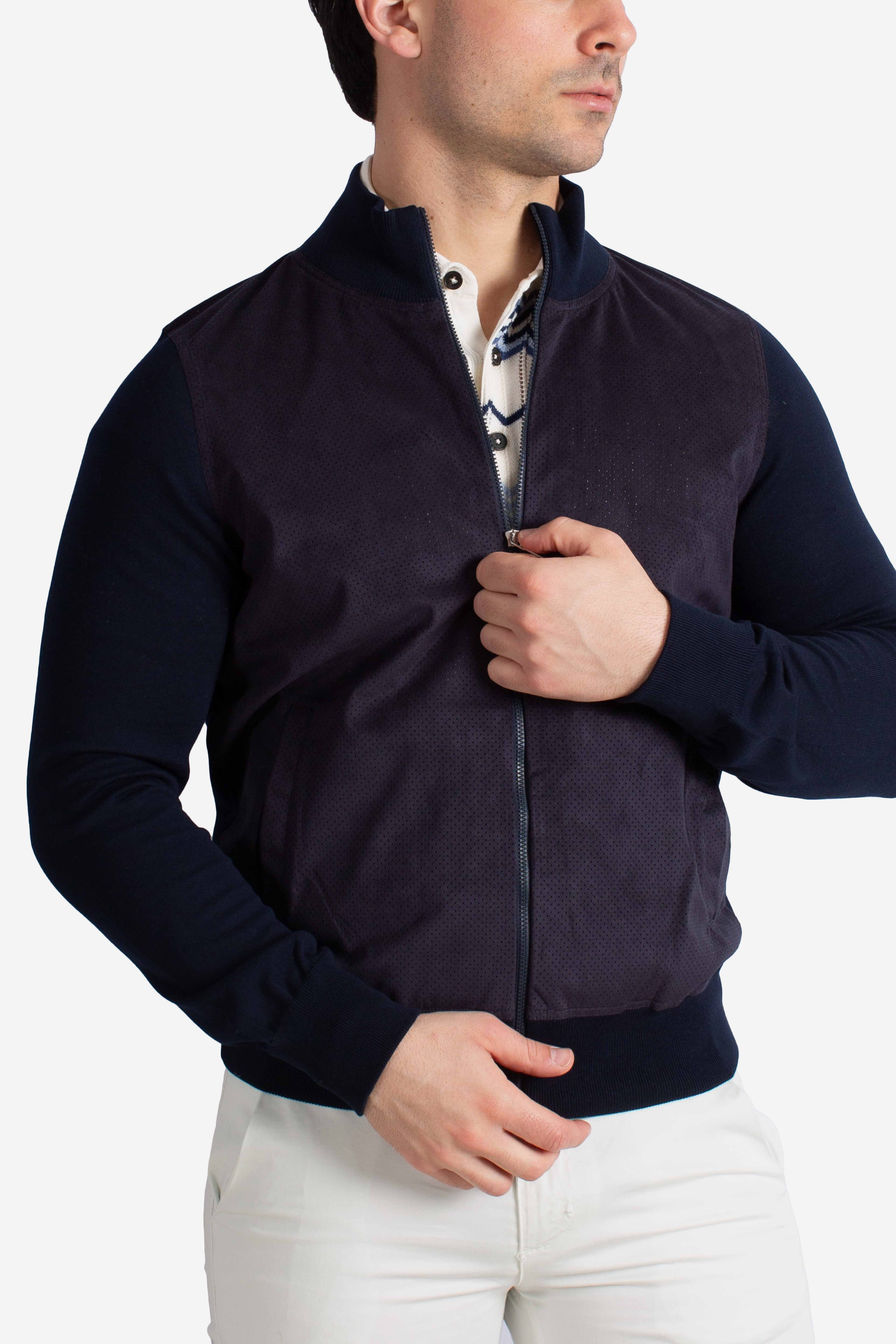 Giubbino in alcantara blu