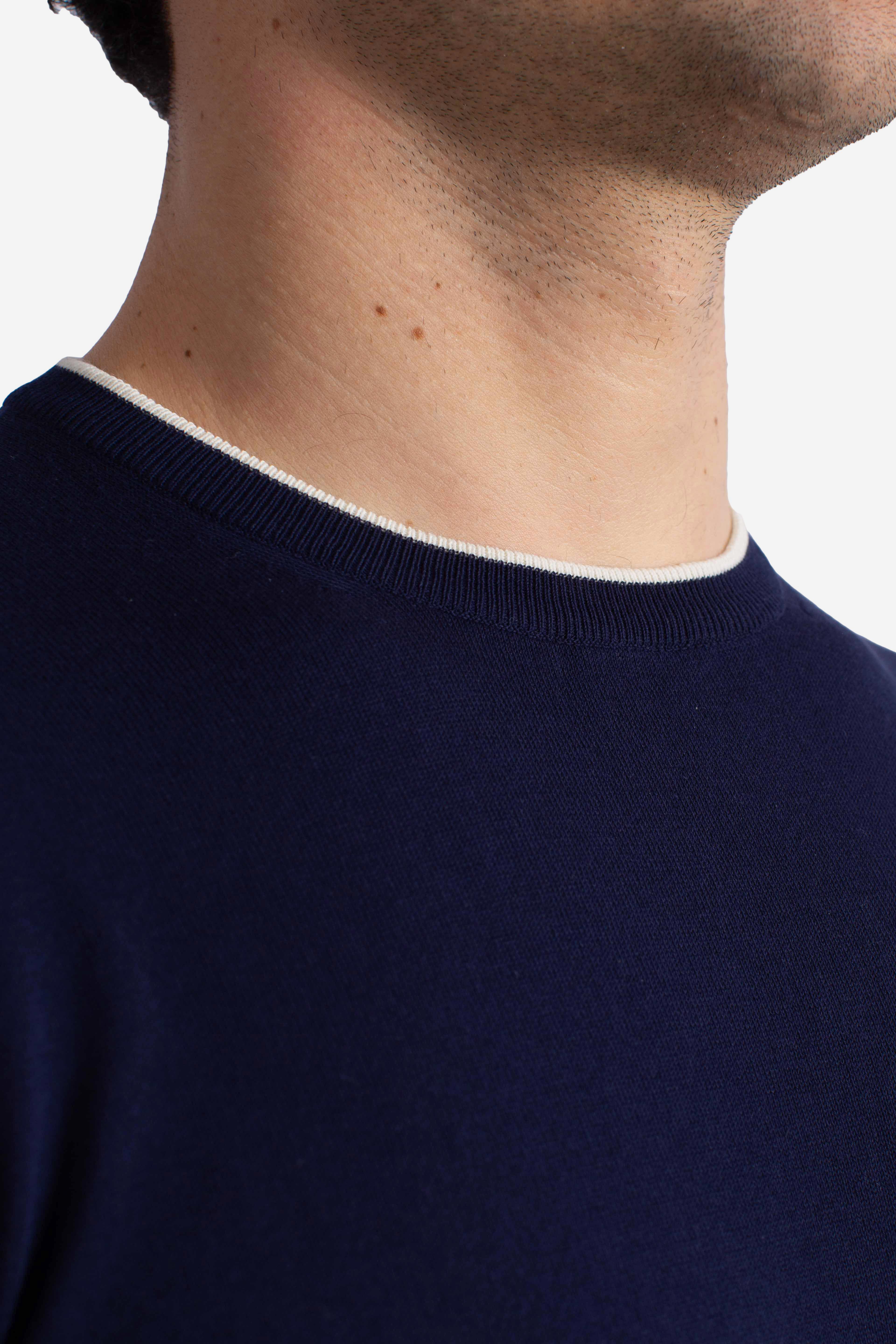 Maglia girocollo in cotone extrafine blu