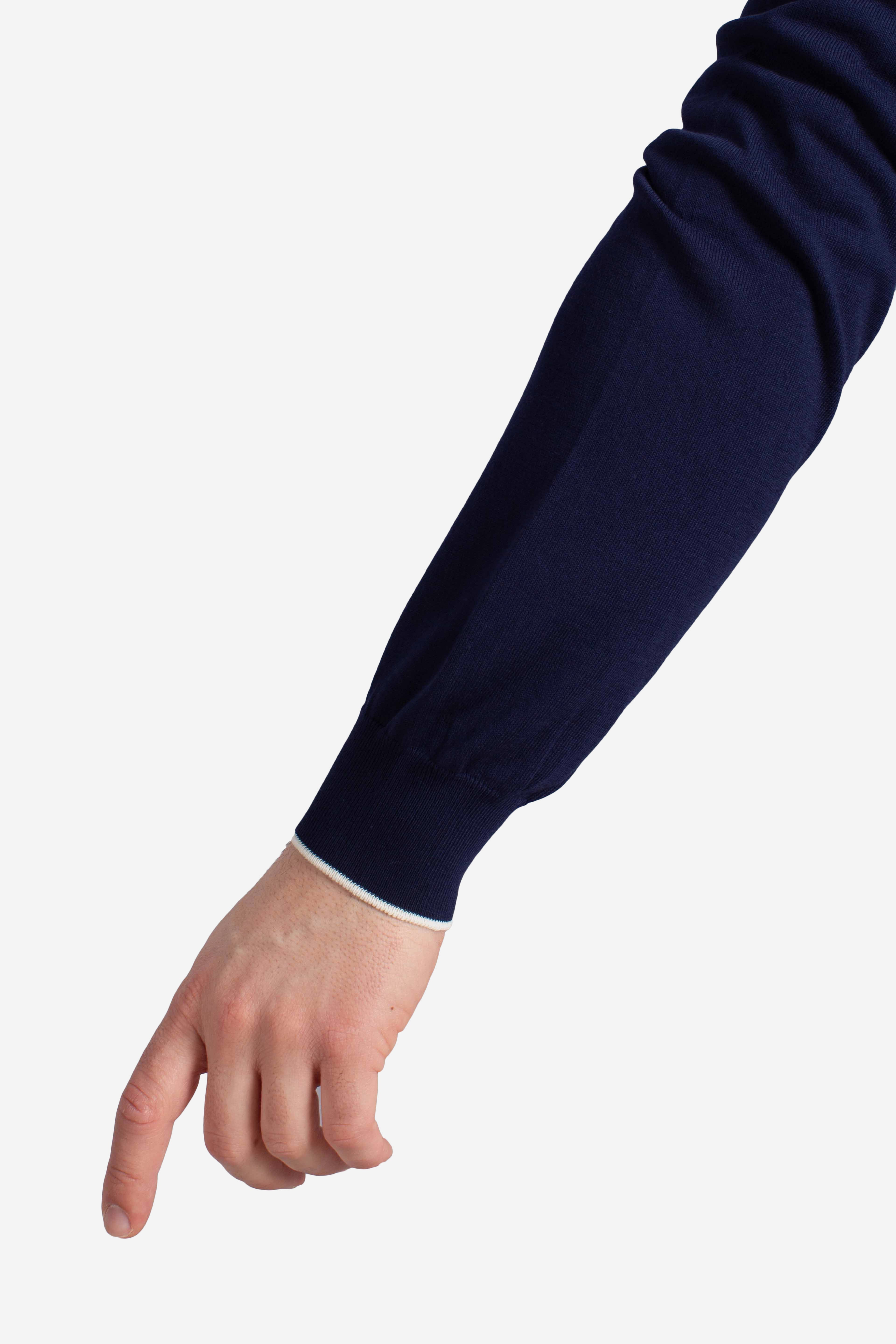 Maglia girocollo in cotone extrafine blu