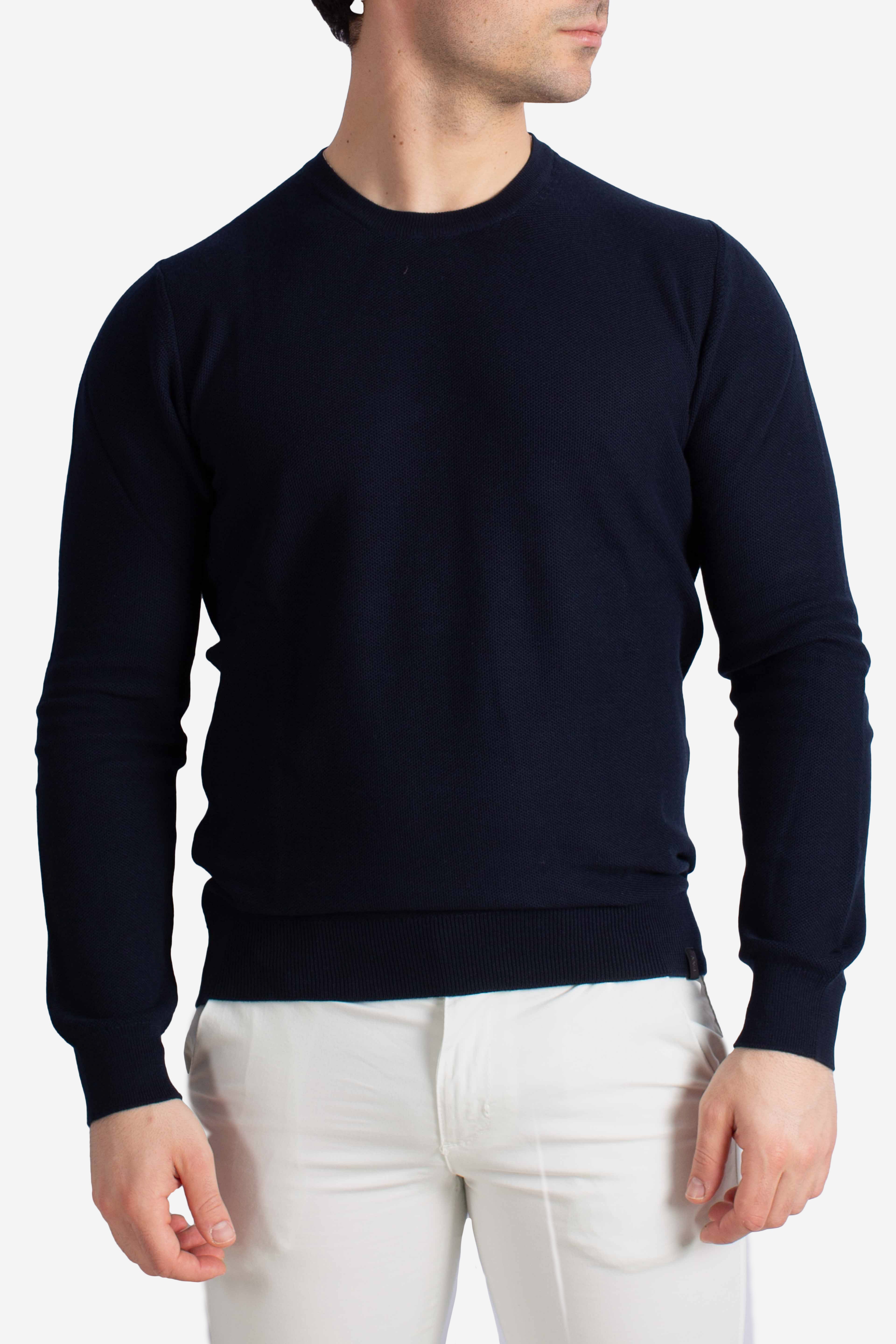 Pull Girocollo Travel in Cotone blu