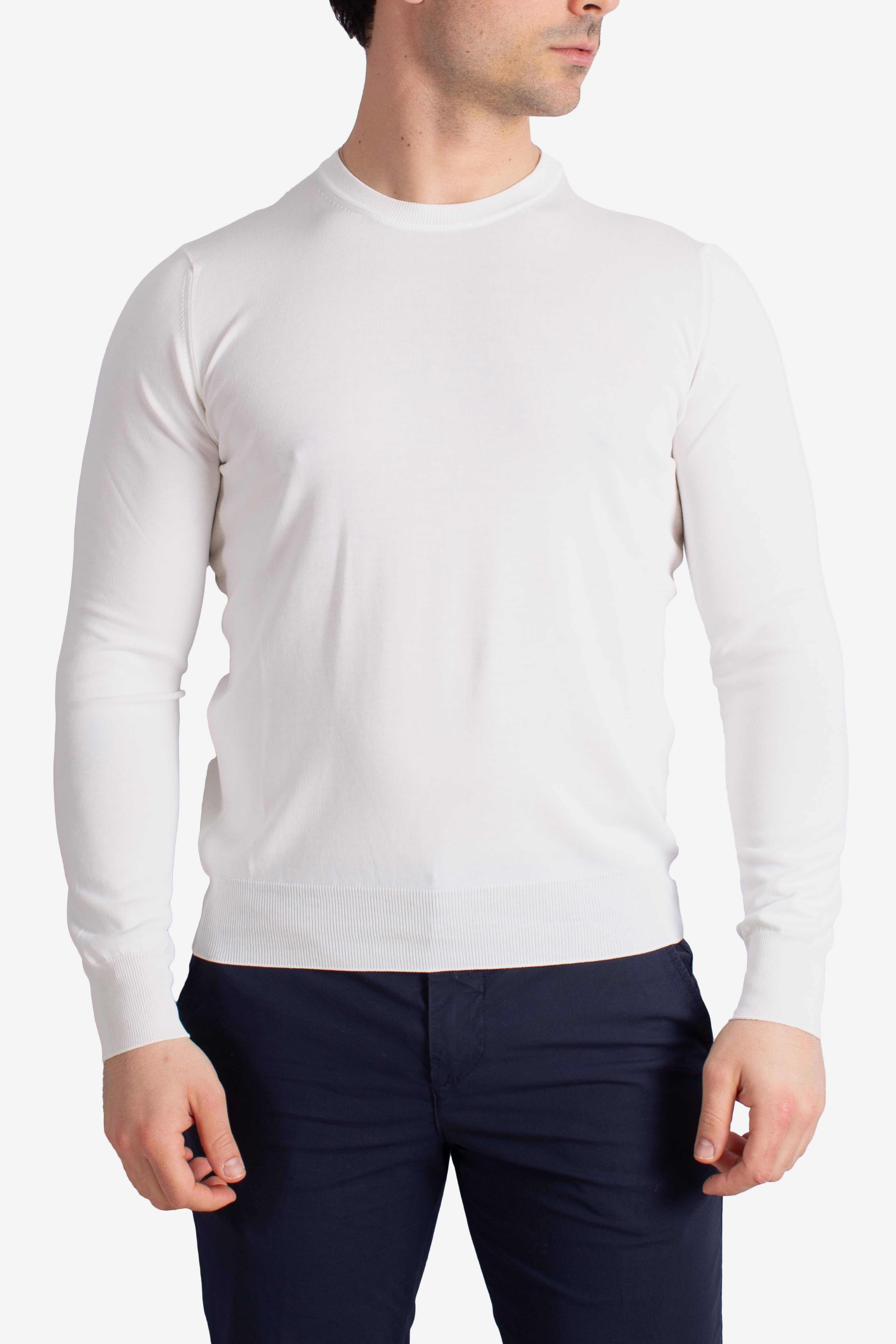 Maglia girocollo in cotone extrafine white
