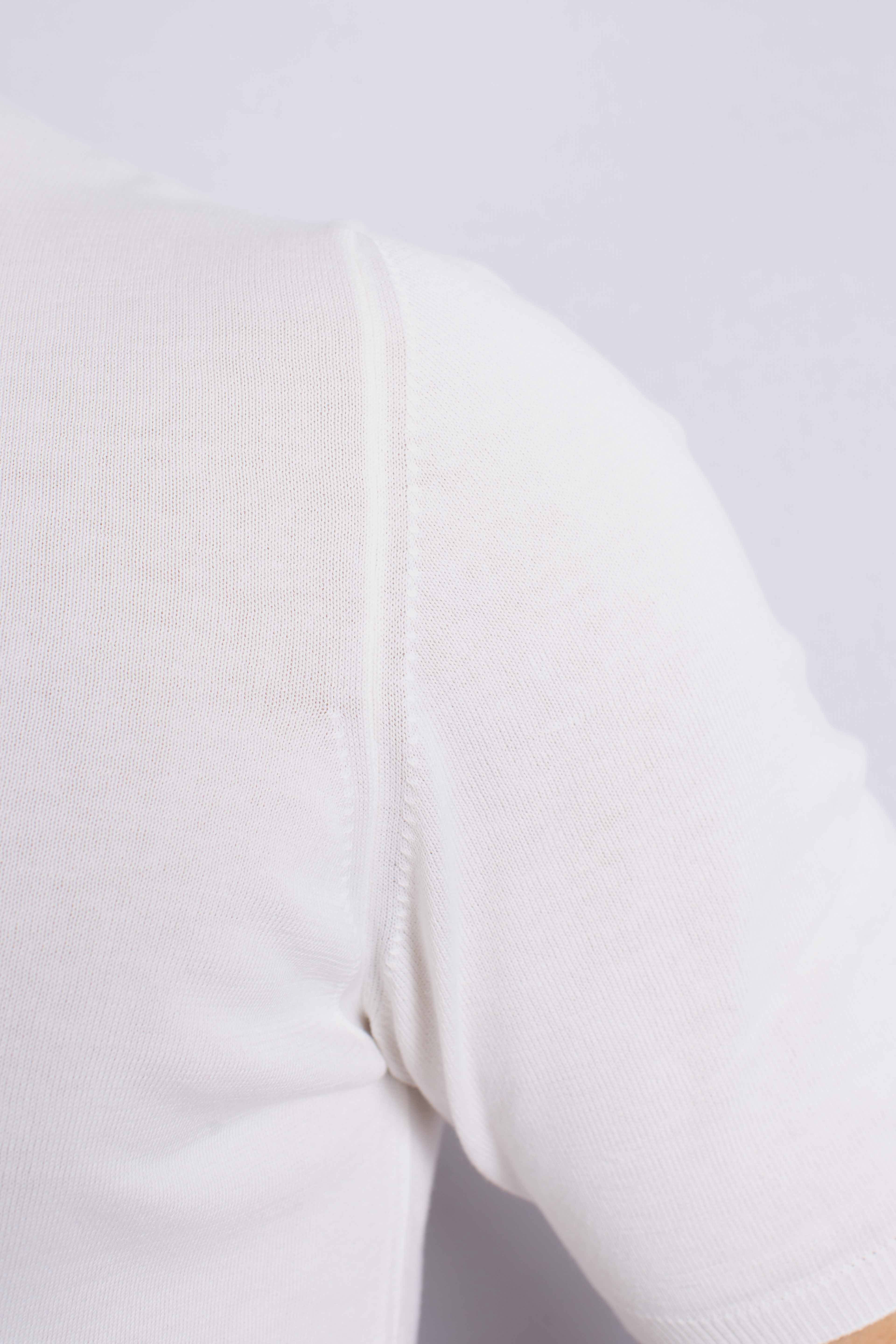 Maglia girocollo in cotone extra-fine bianco