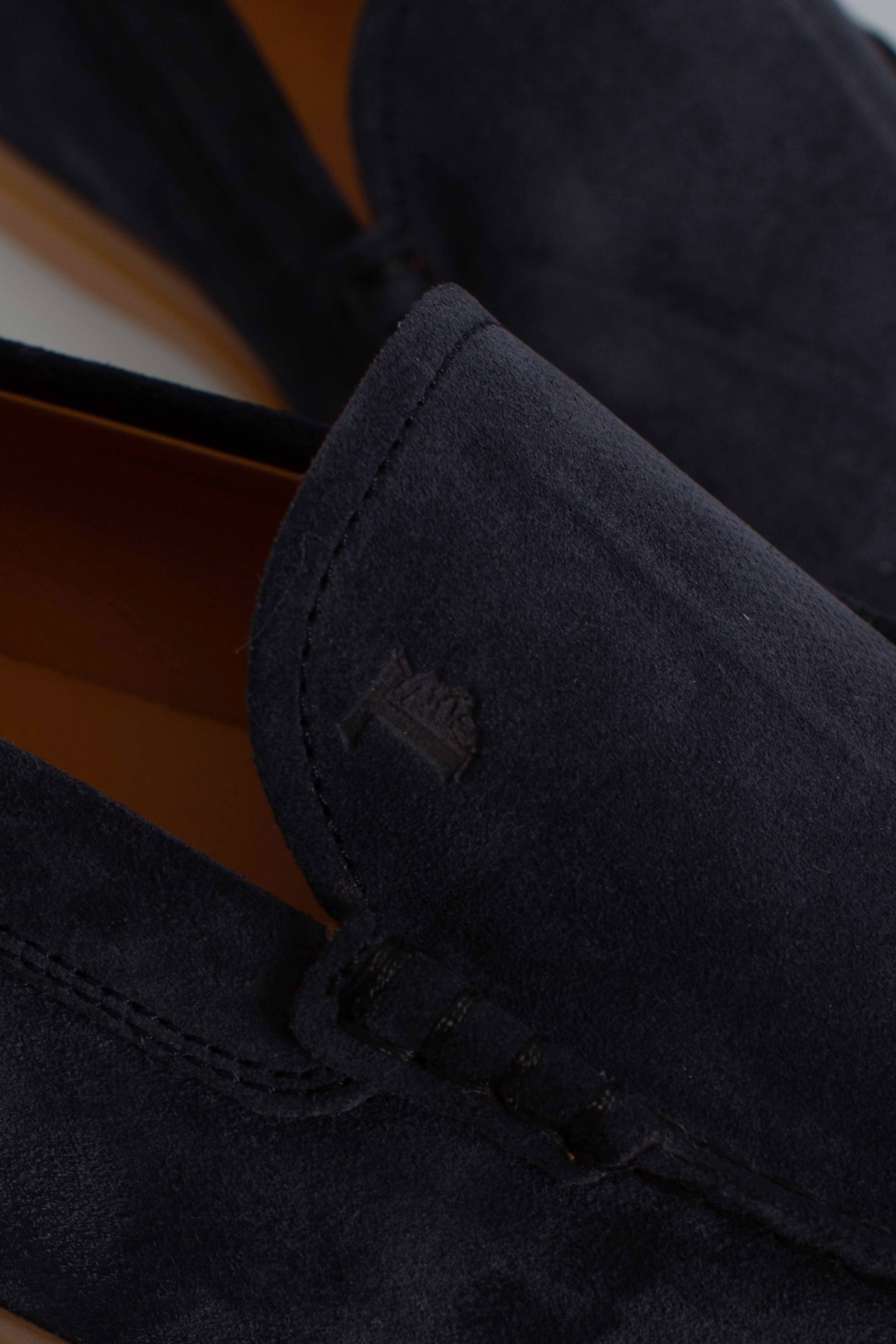 Mocassino Pantofola in Pelle Scamosciata blu