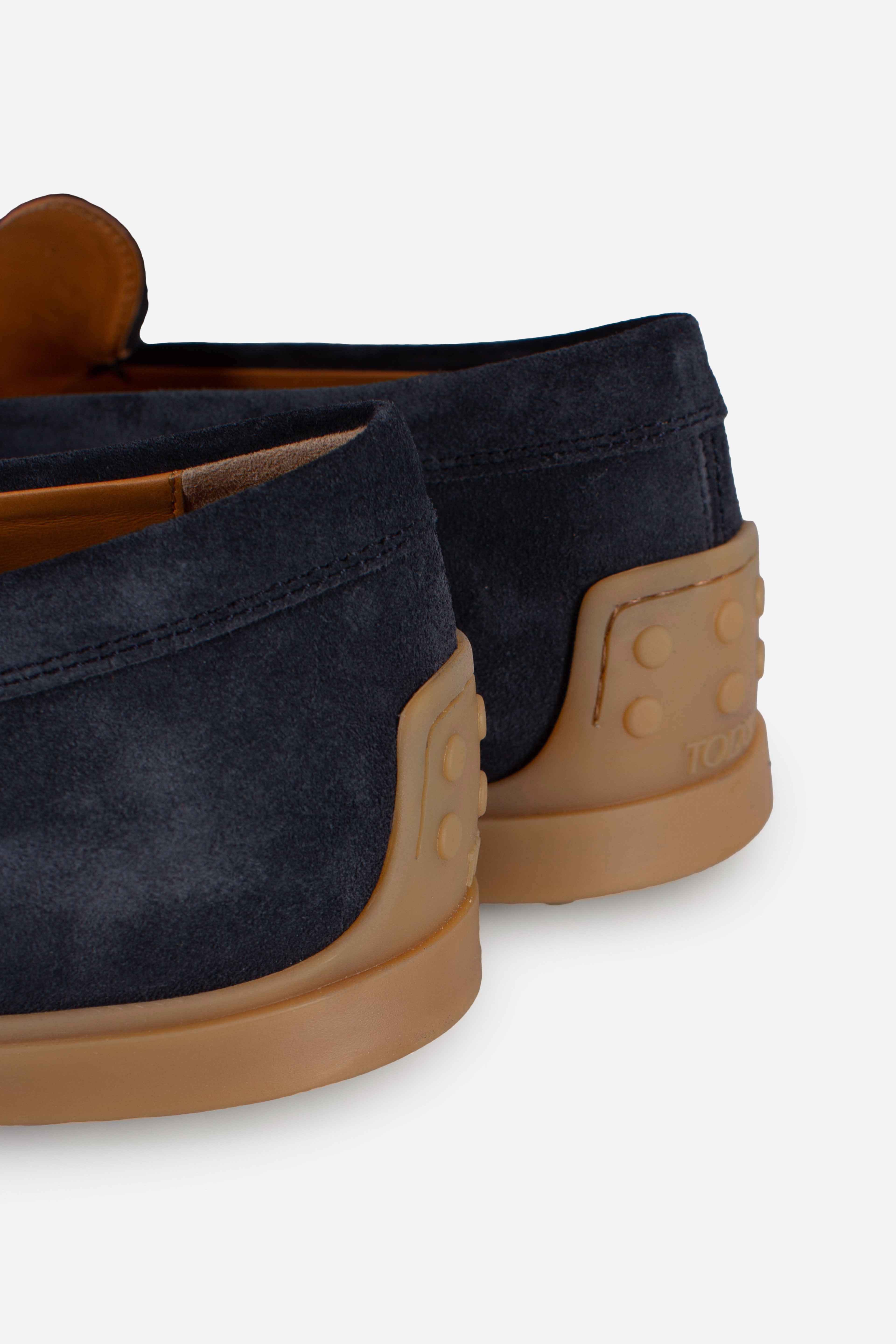 Mocassino Pantofola in Pelle Scamosciata blu