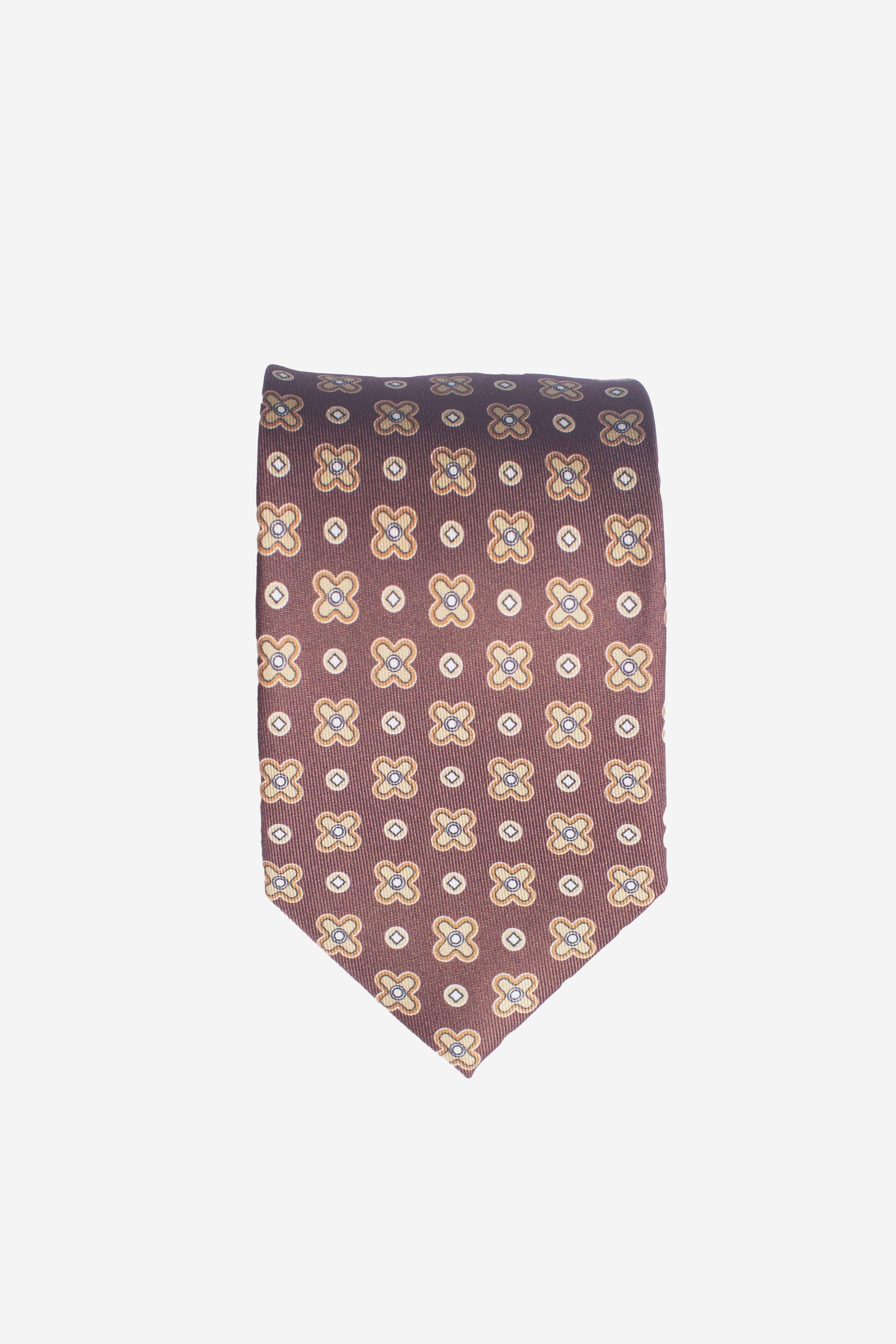 Cravatta in seta panfiore marrone