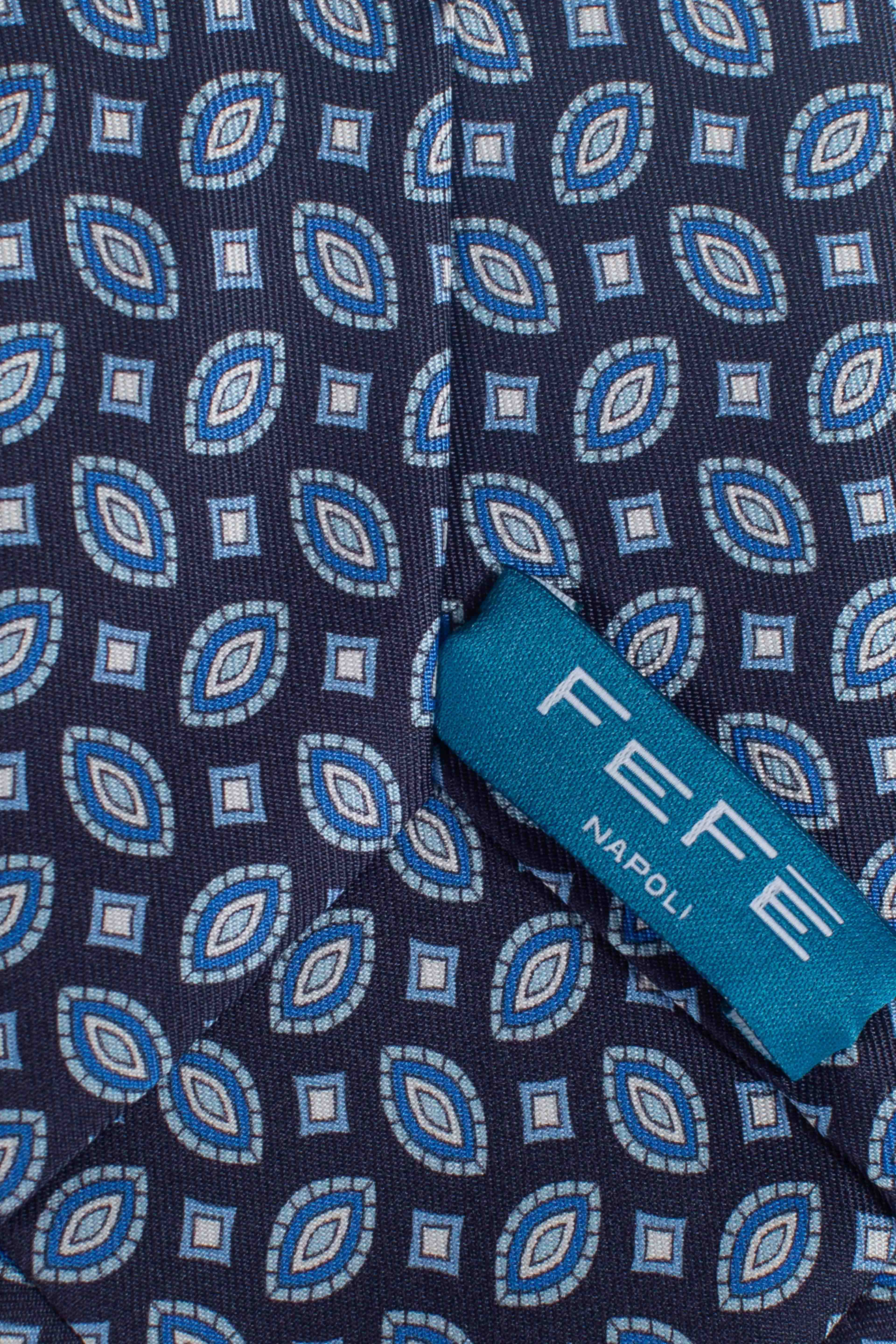 Cravatta in seta semi rombi blu