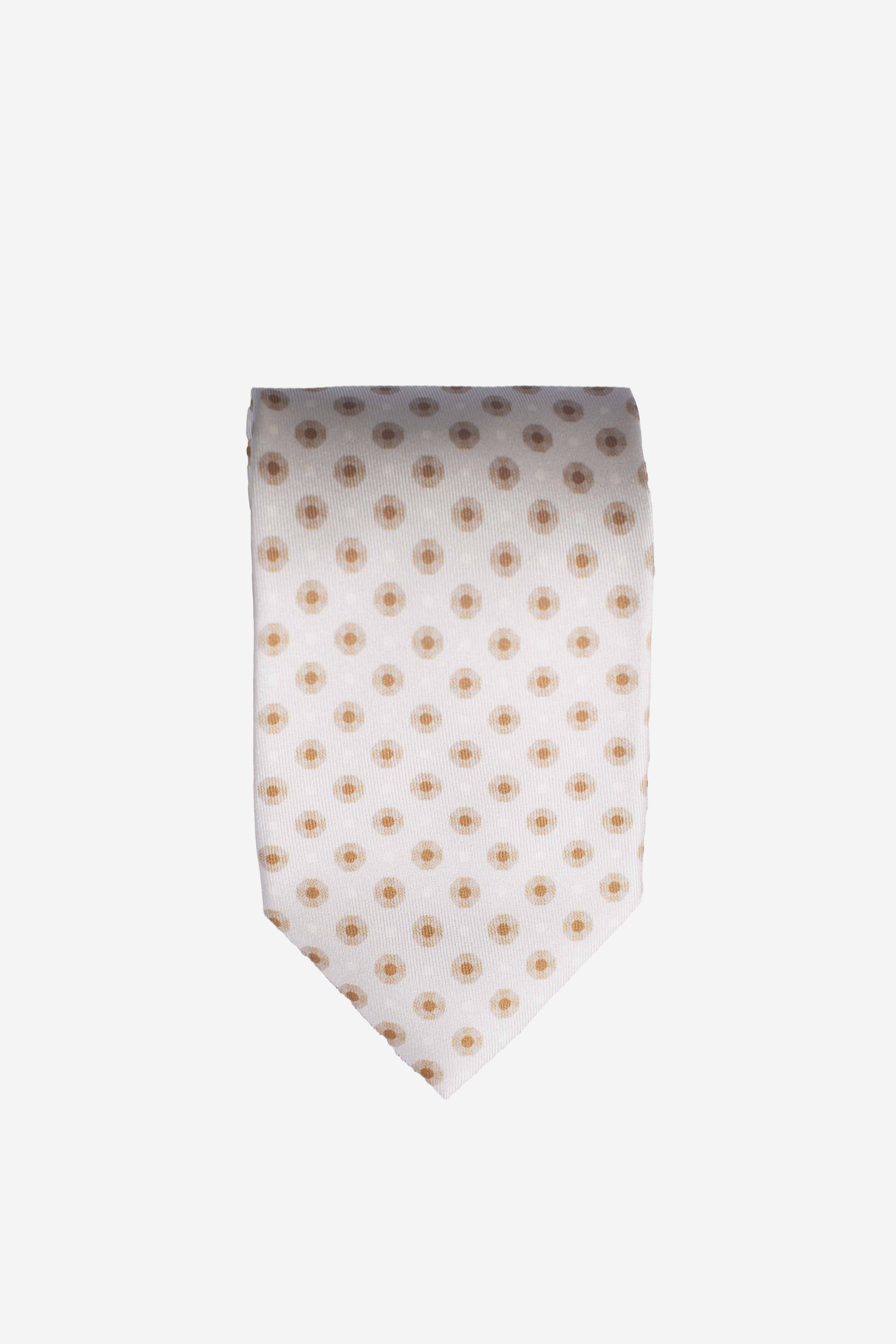 Cravatta in seta geometrico pois beige