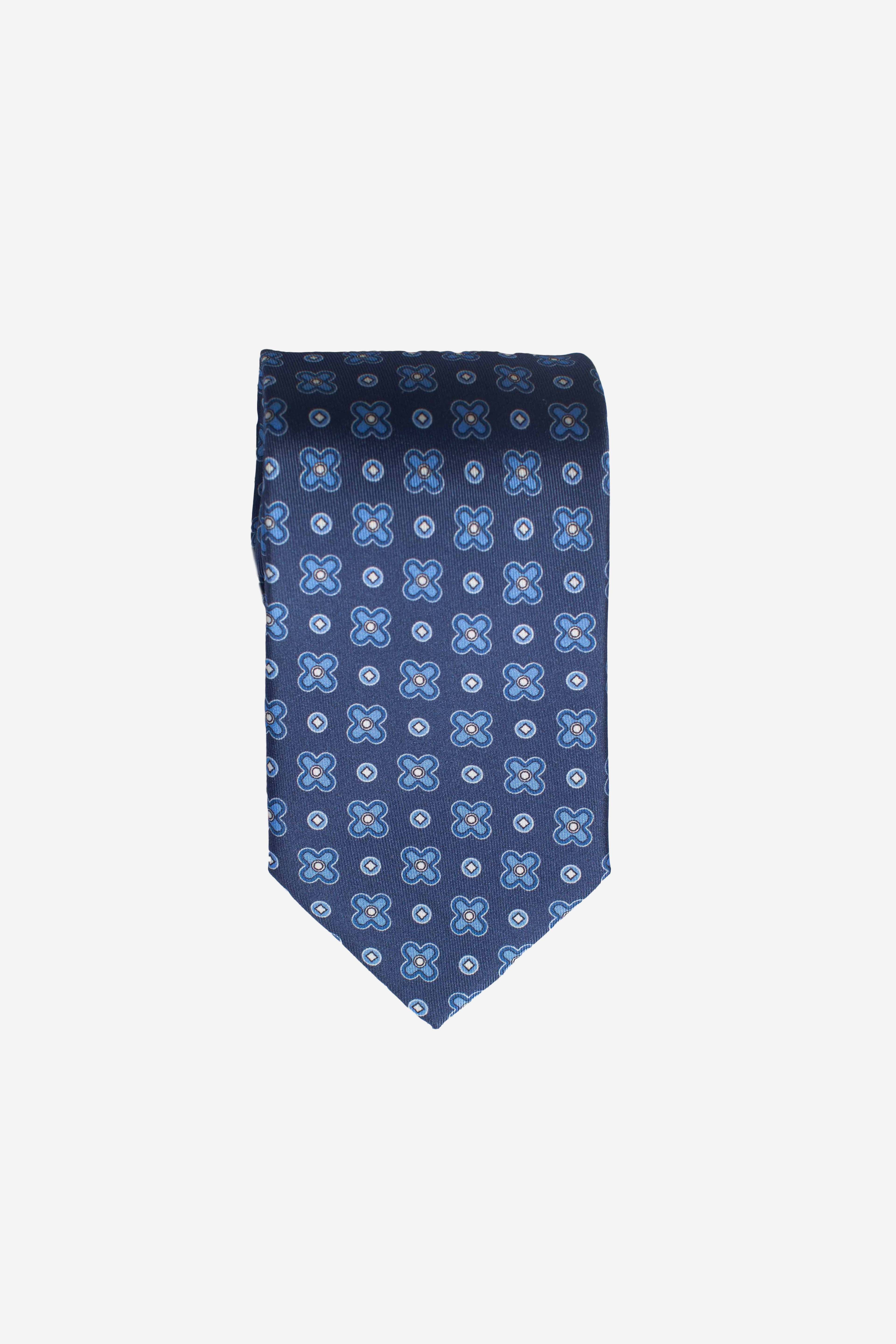 Cravatta in seta panfiore blu