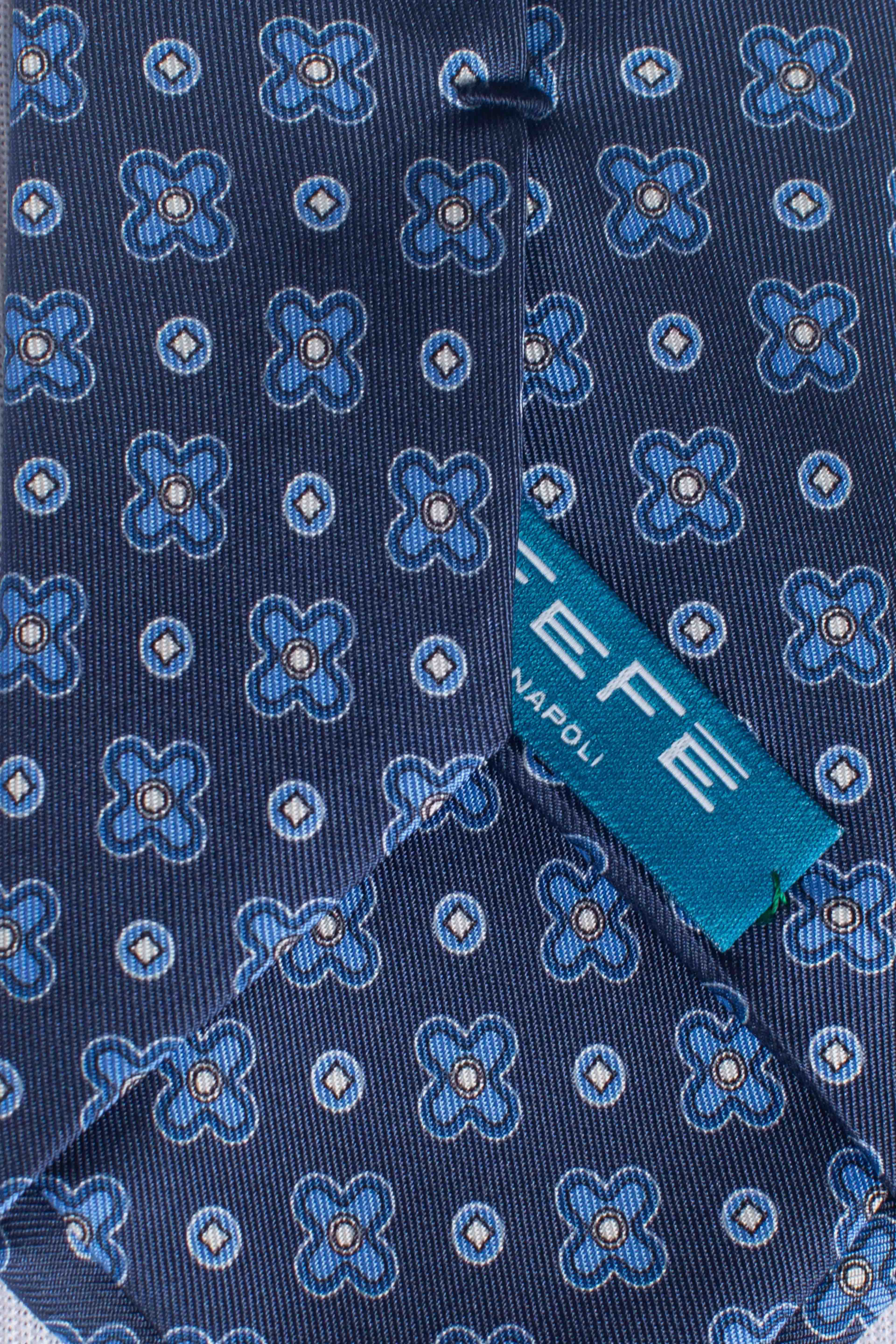 Cravatta in seta panfiore blu