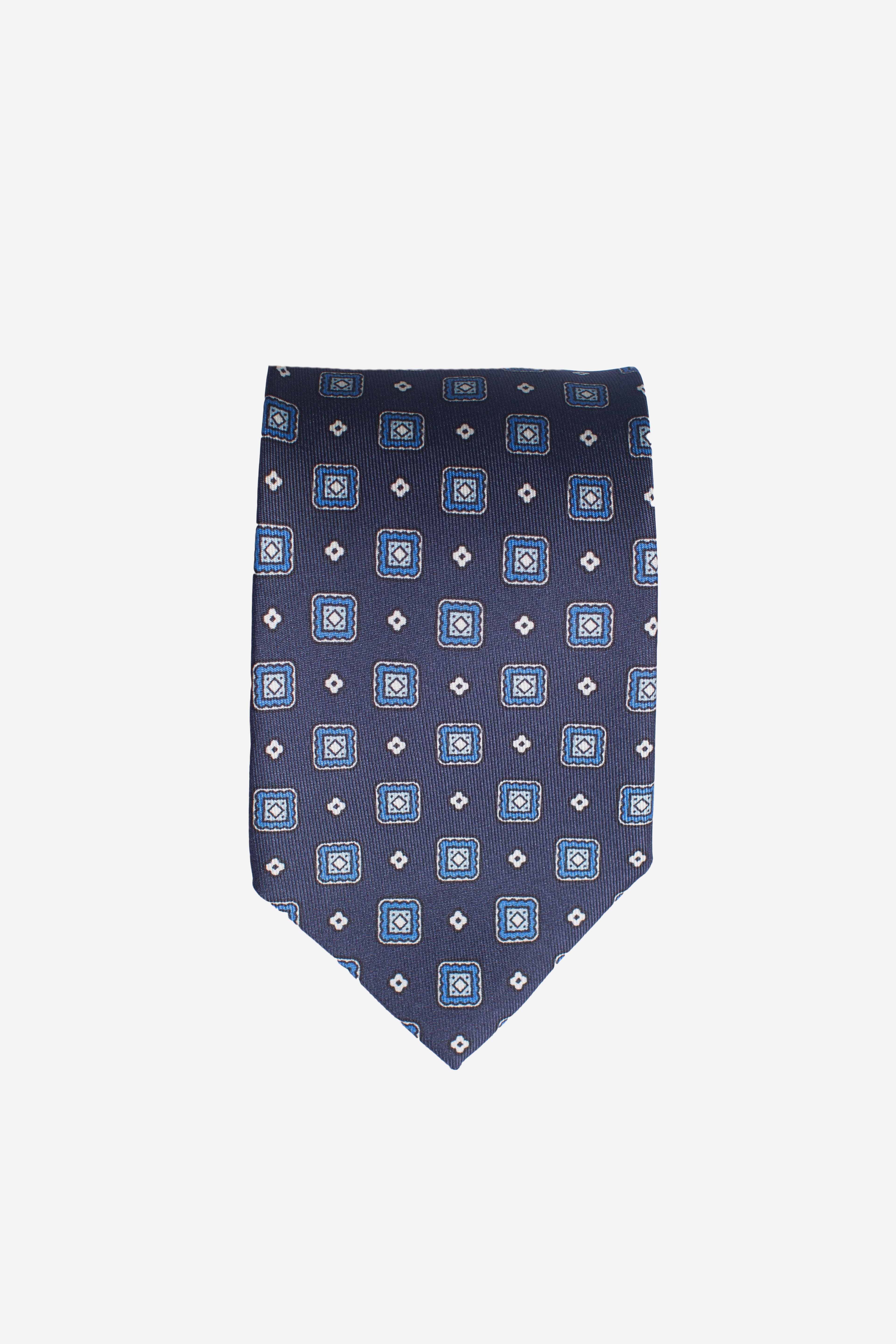 Cravatta in seta rombi blu