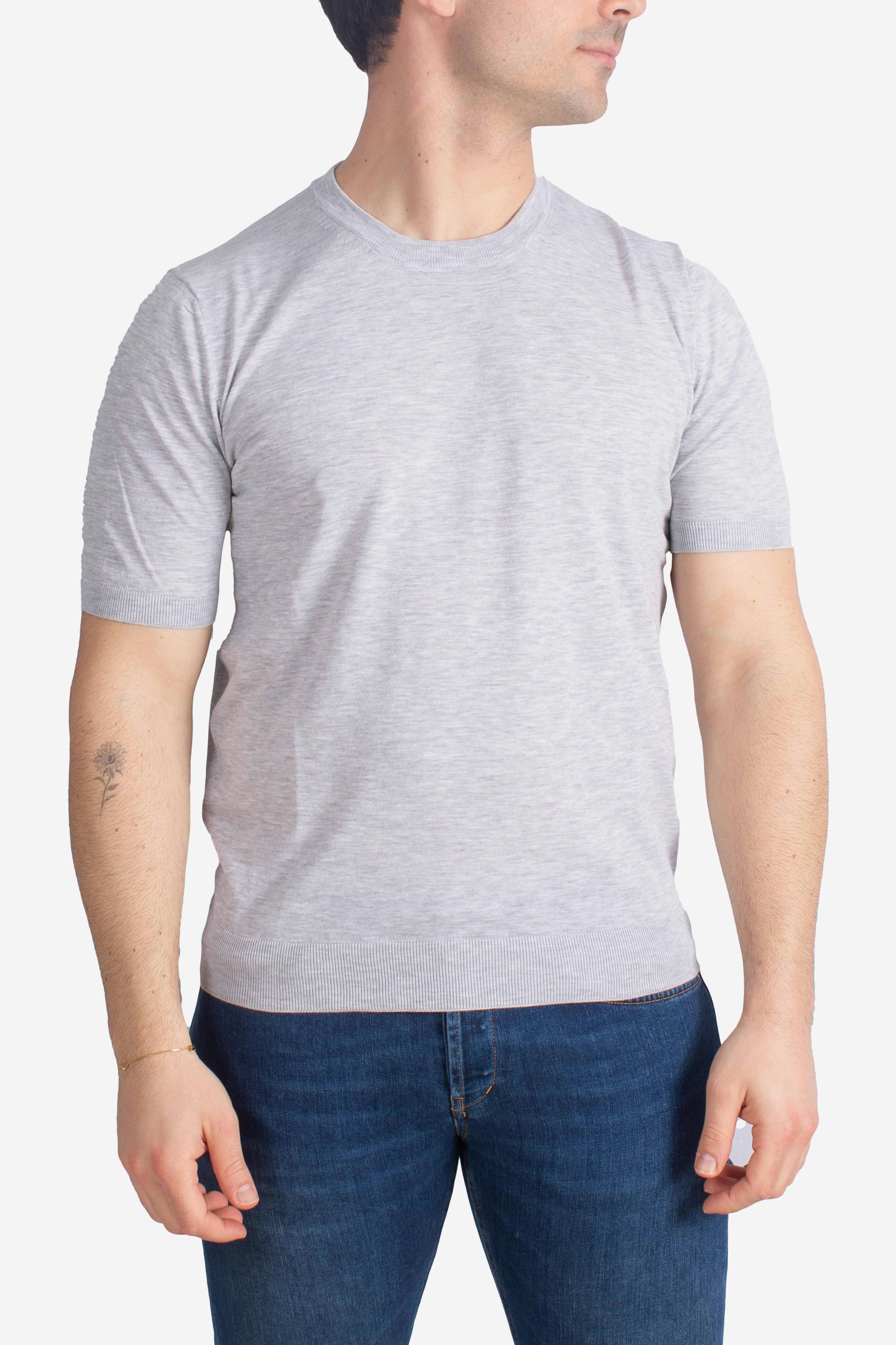 Maglia girocollo in cotone extra-fine grey
