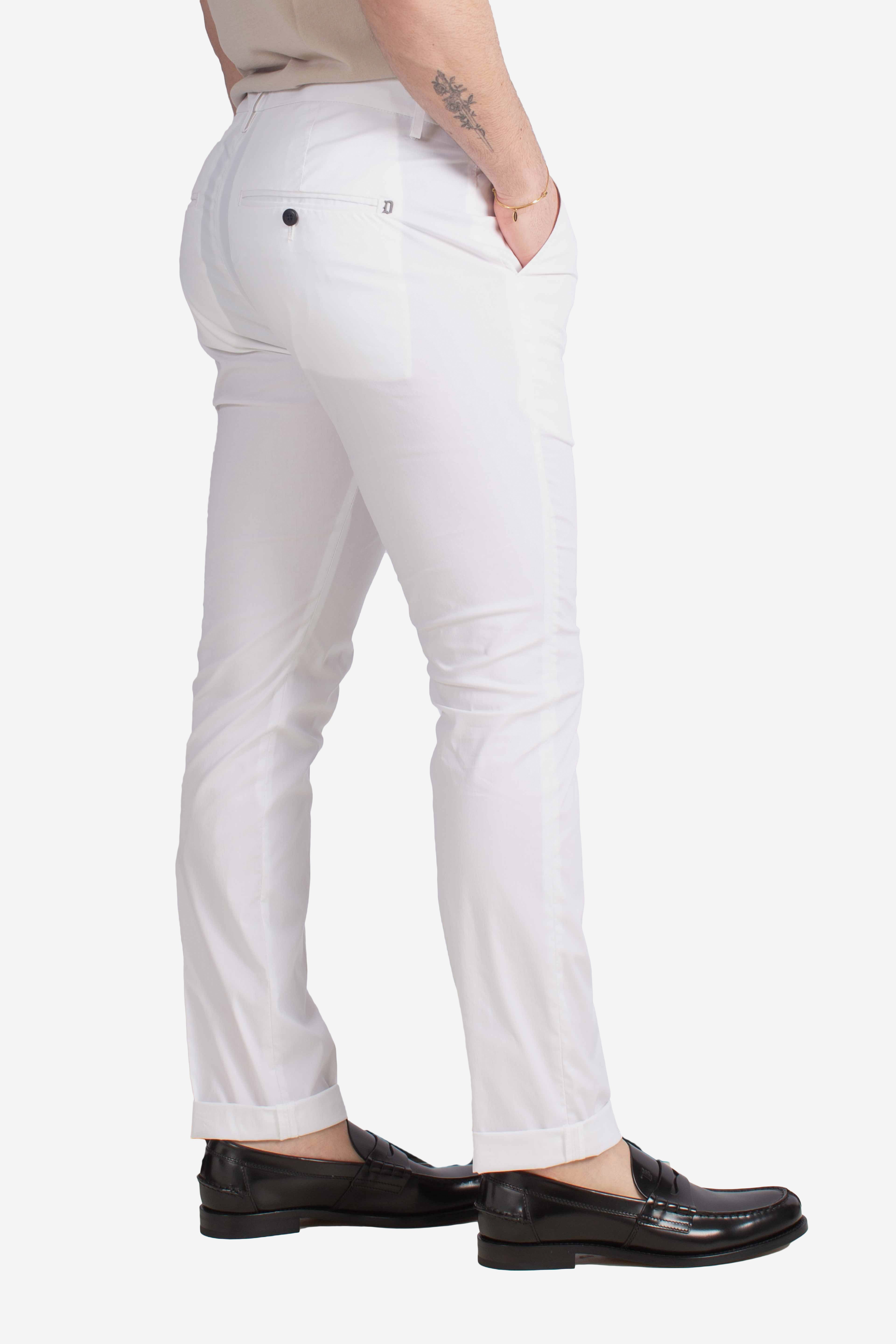 Pantalone slim chino Gaubert in popeline cotone nylon bianco