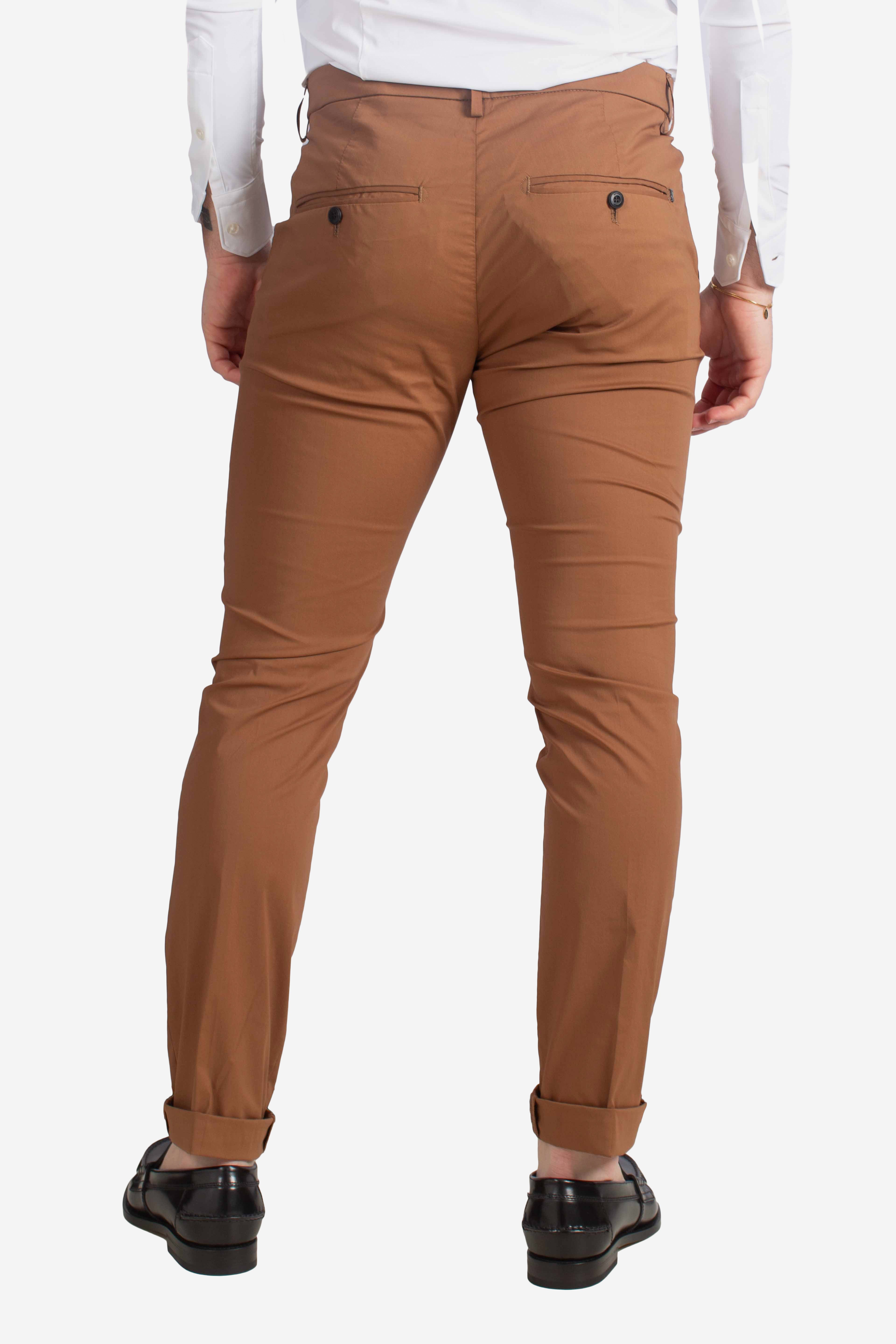Pantalone slim chino Gaubert in popeline cotone nylon corteccia