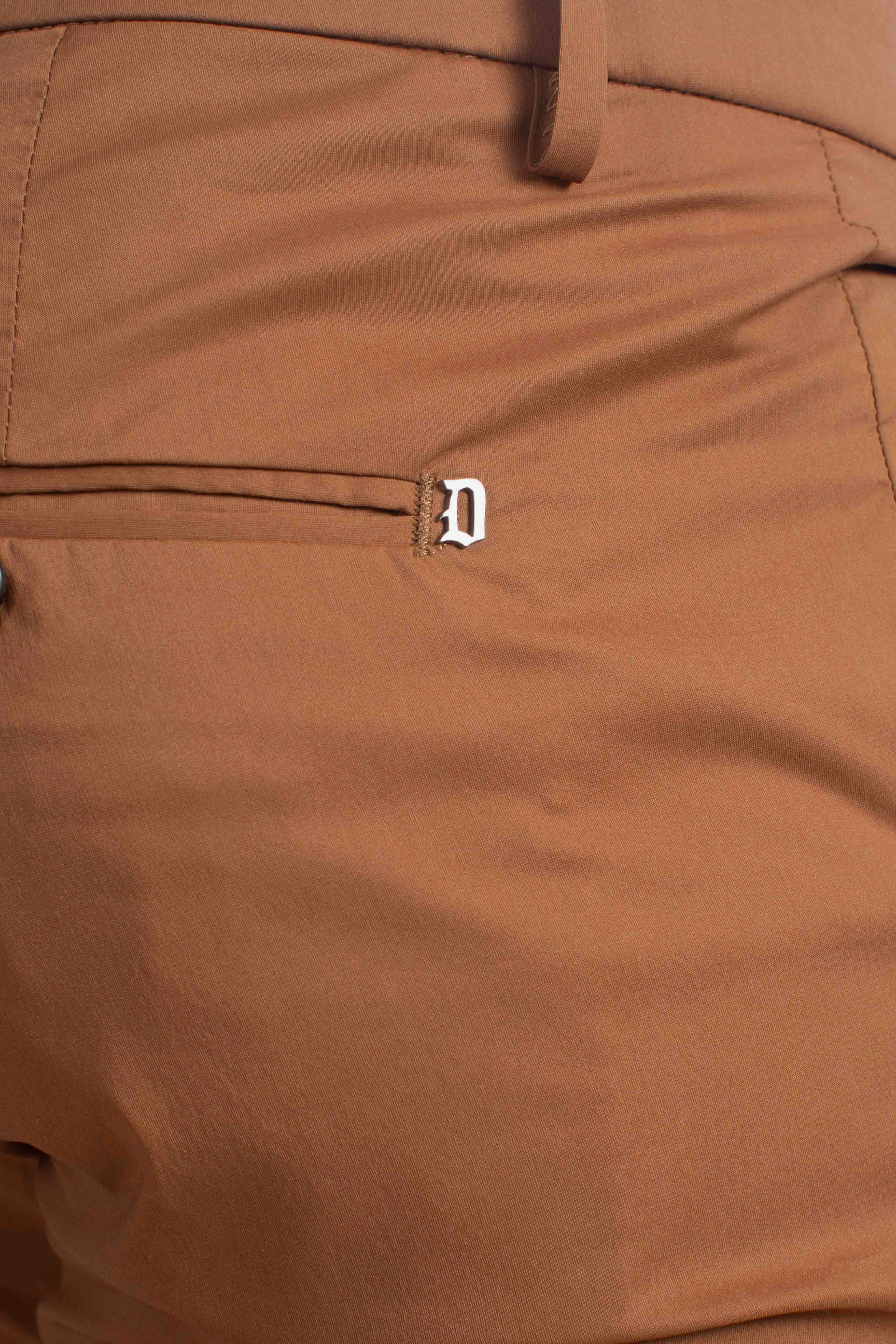 Pantalone slim chino Gaubert in popeline cotone nylon corteccia