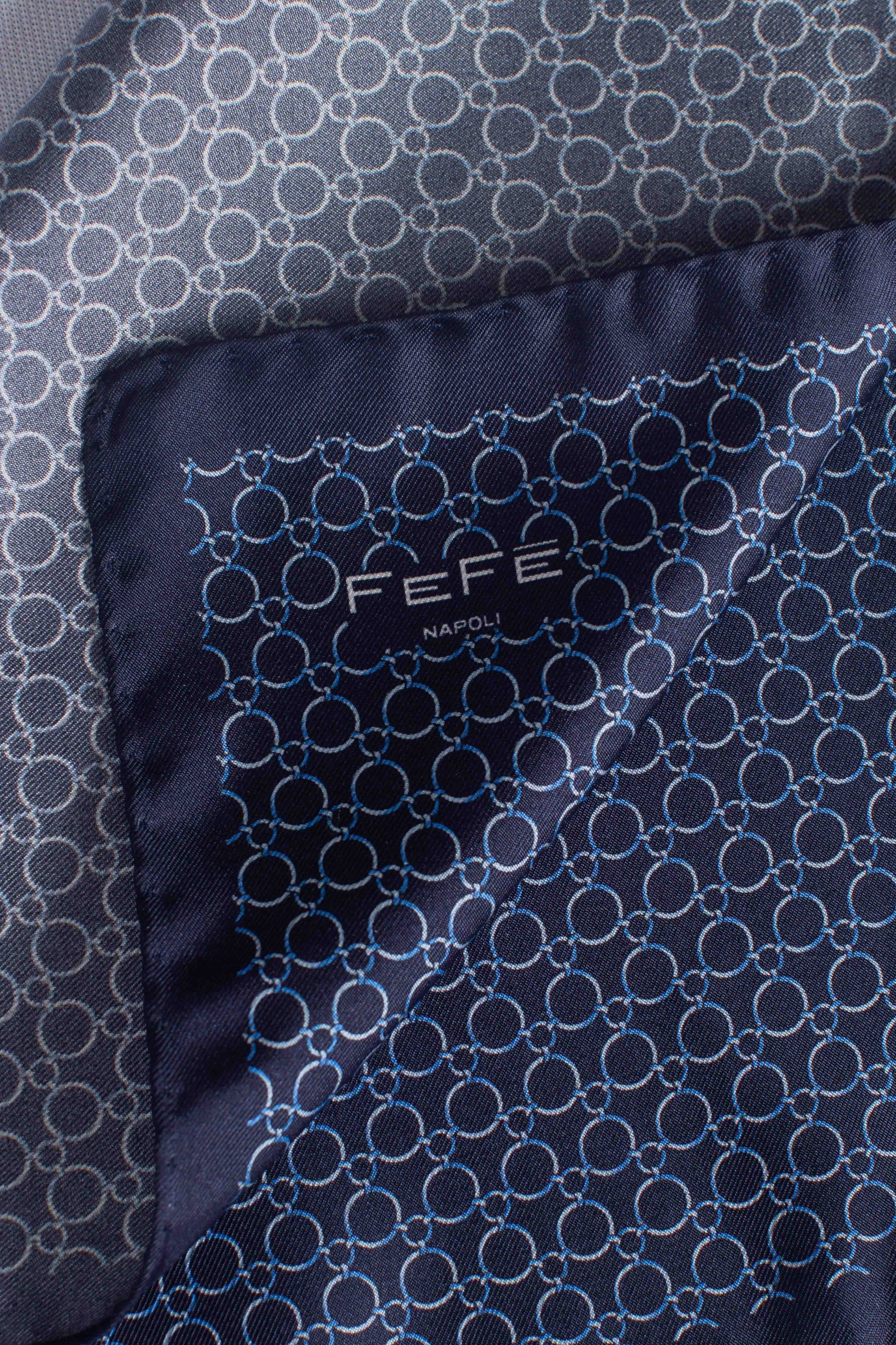 Pochette in seta stampa catena blu