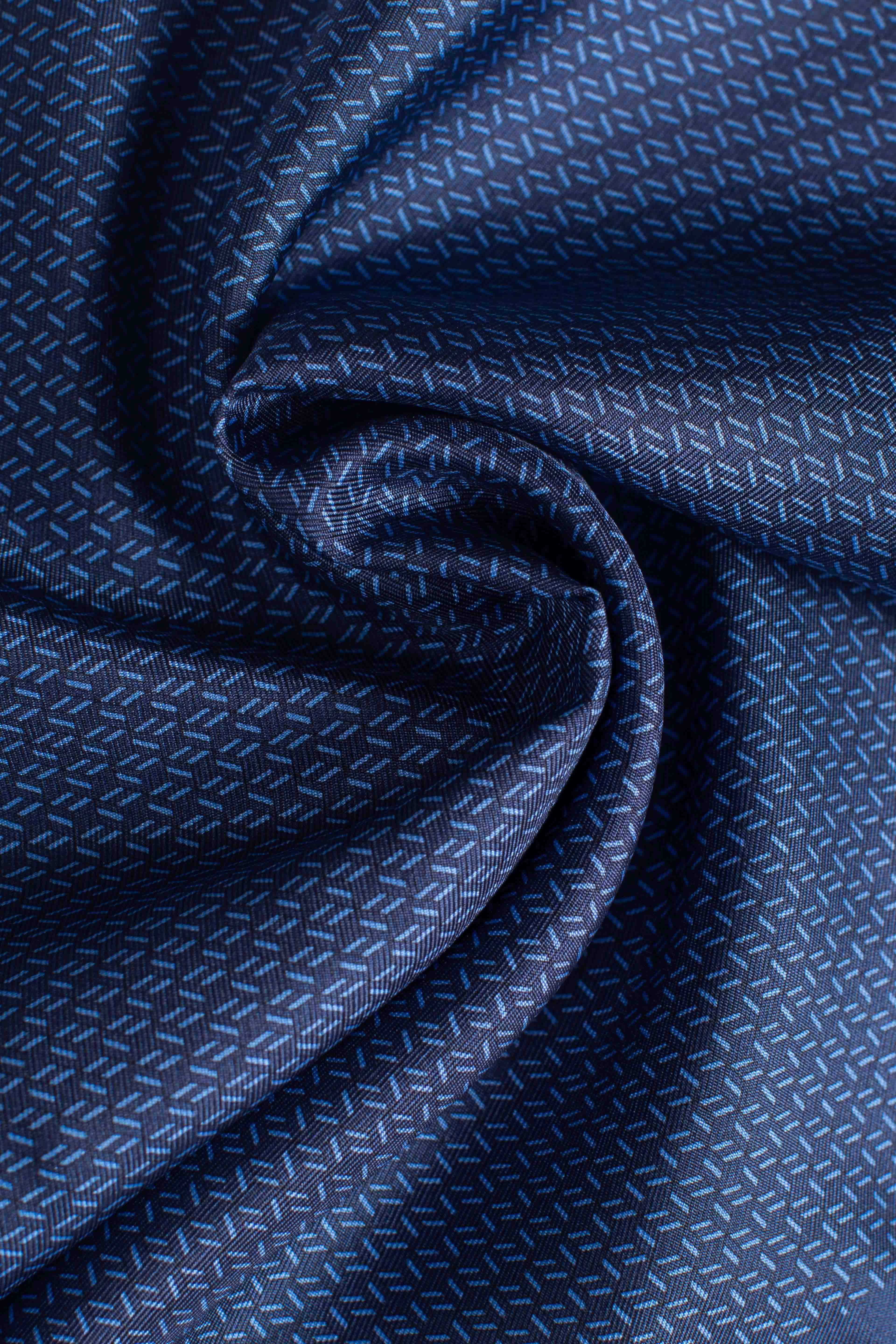 Pochette in seta optical blu