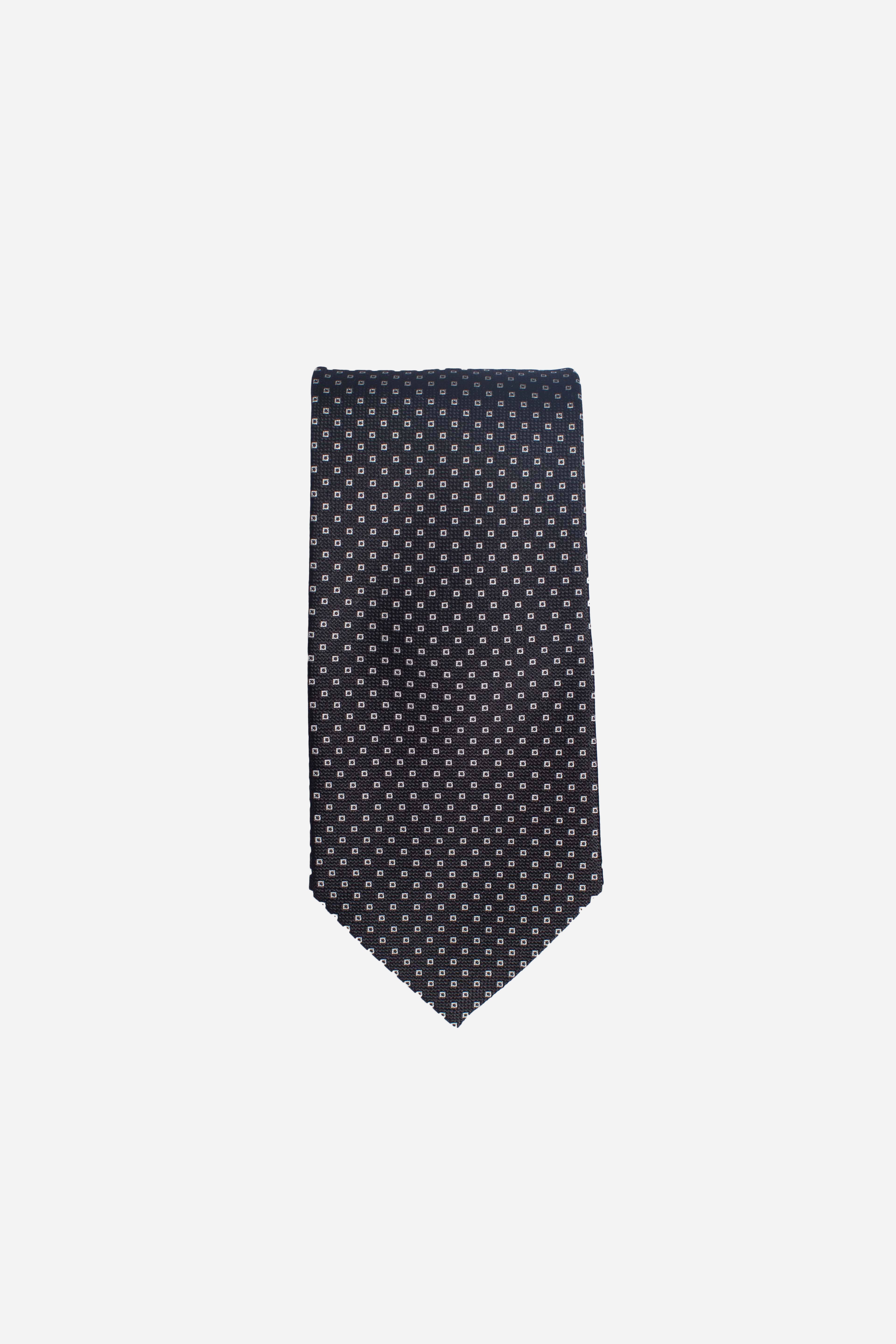Cravatta in seta micro fantasia geometrica nero