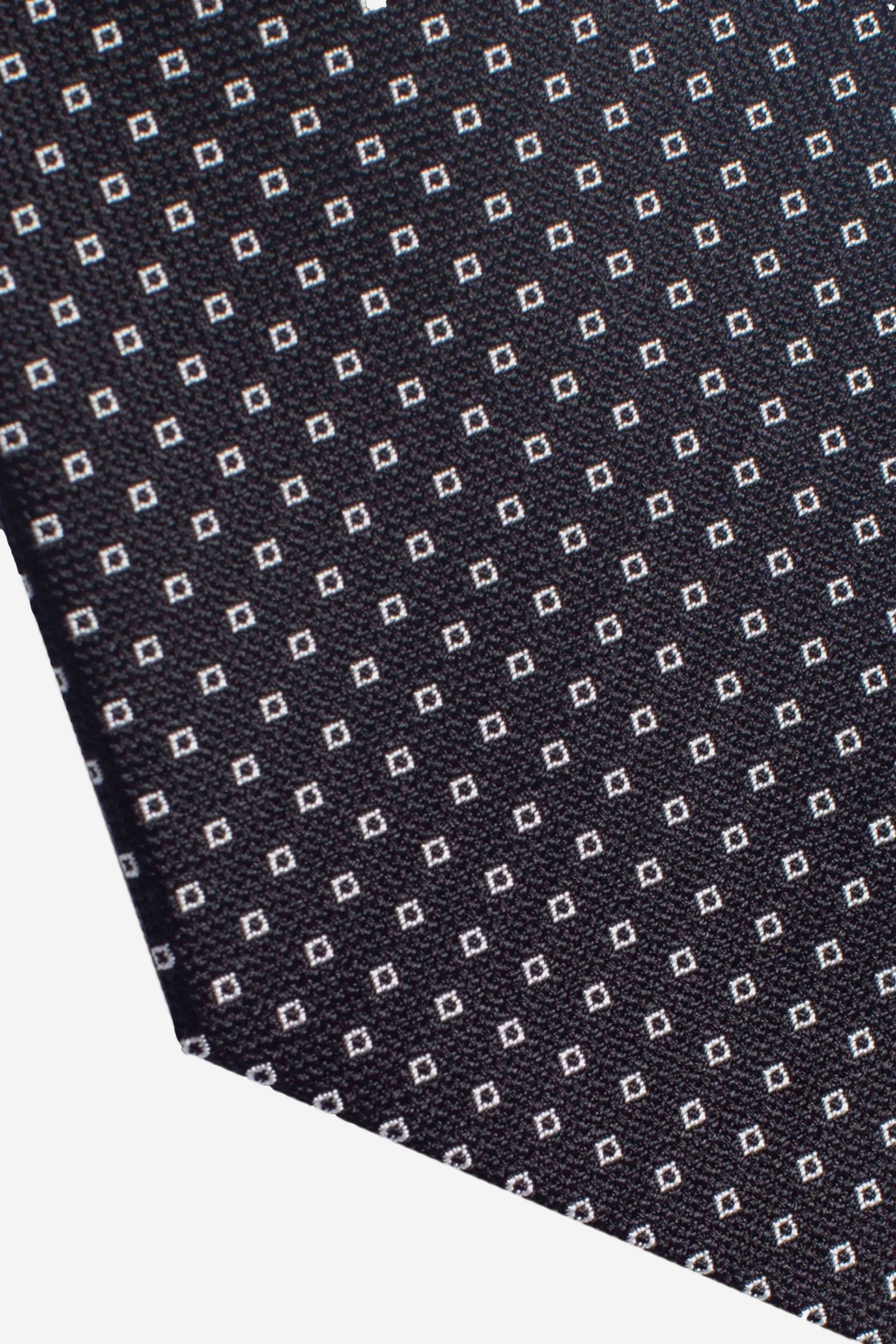 Cravatta in seta micro fantasia geometrica nero