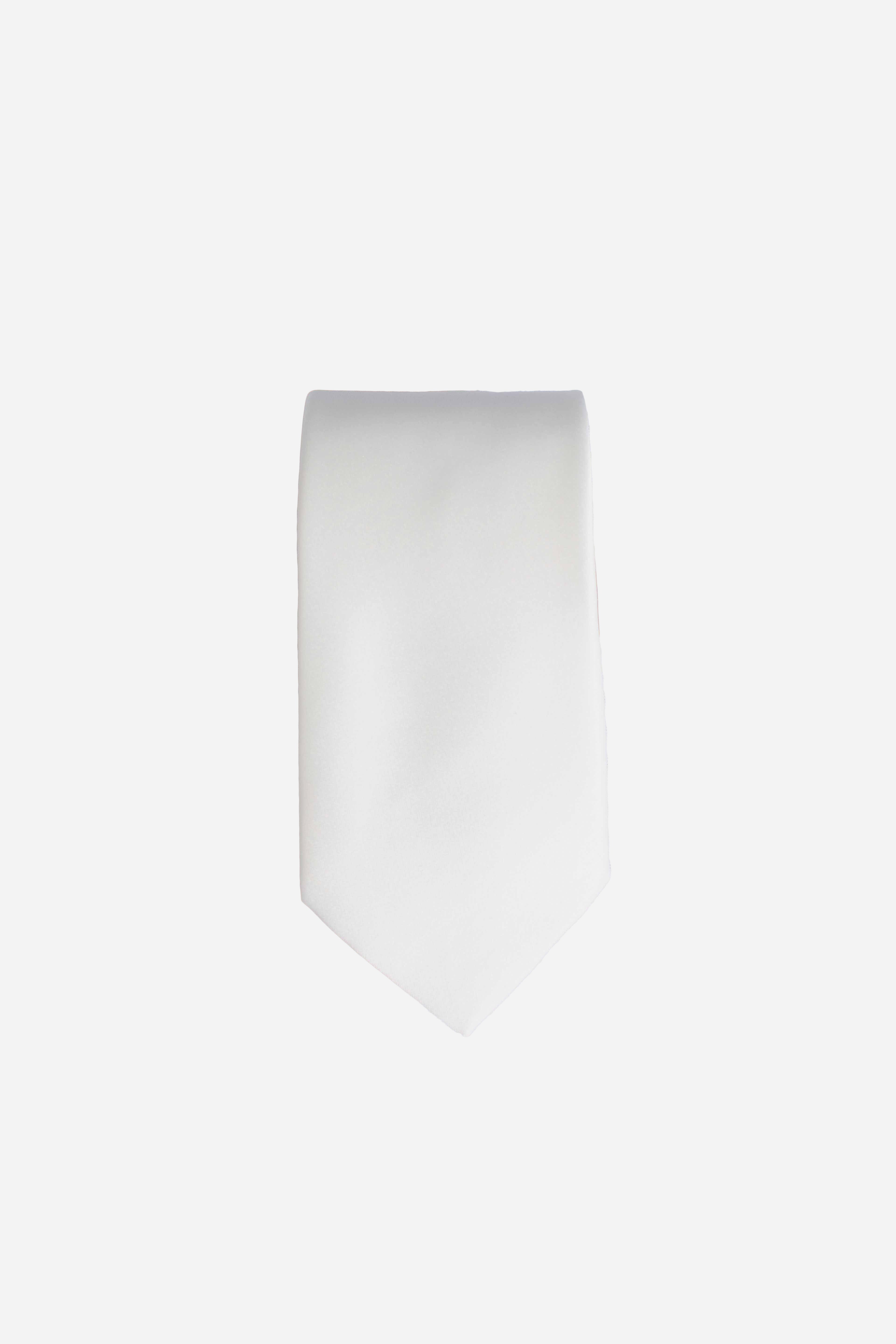 Cravatta tinta unita con finitura liscia avorio