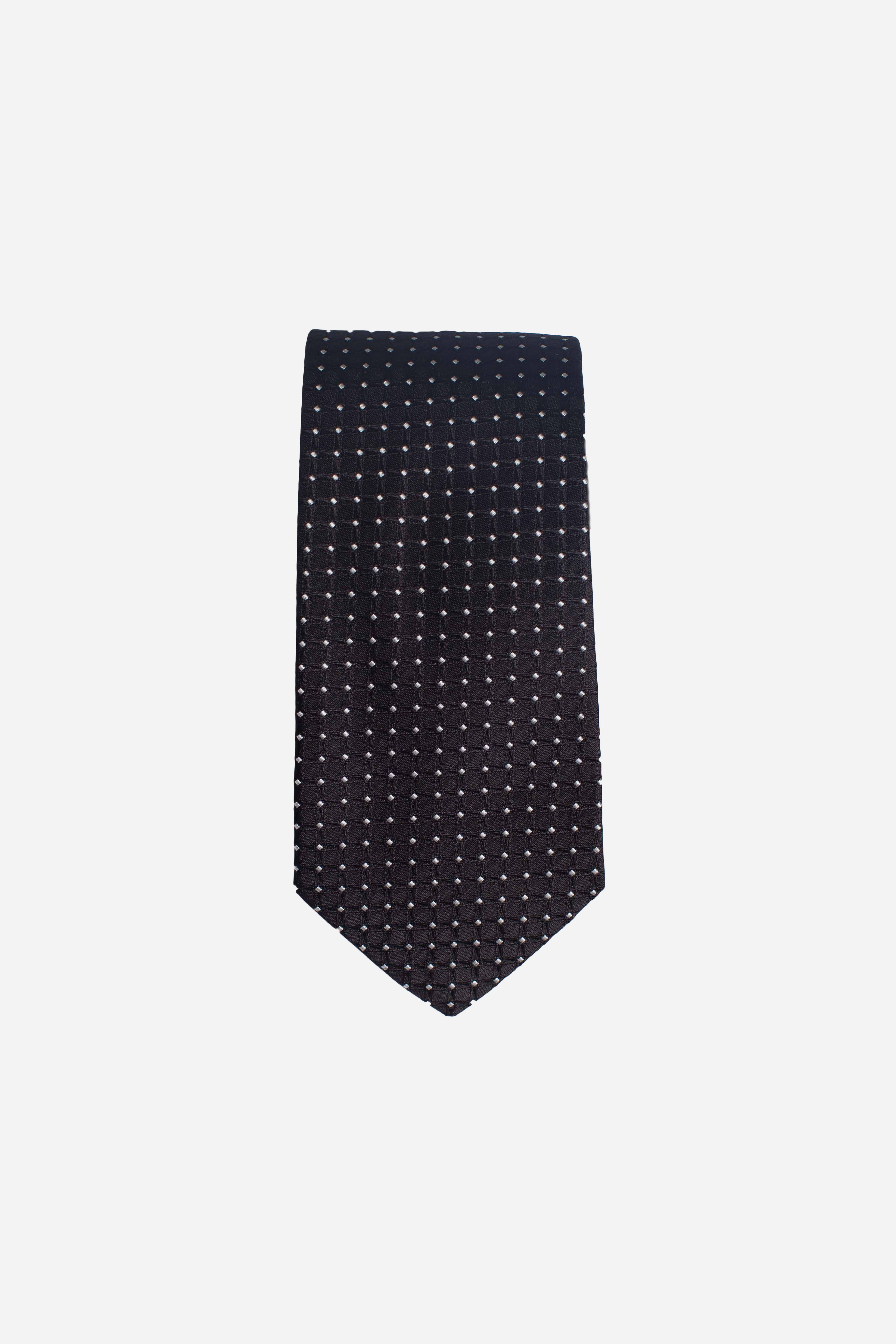Cravatta in seta in micro fantasia nero